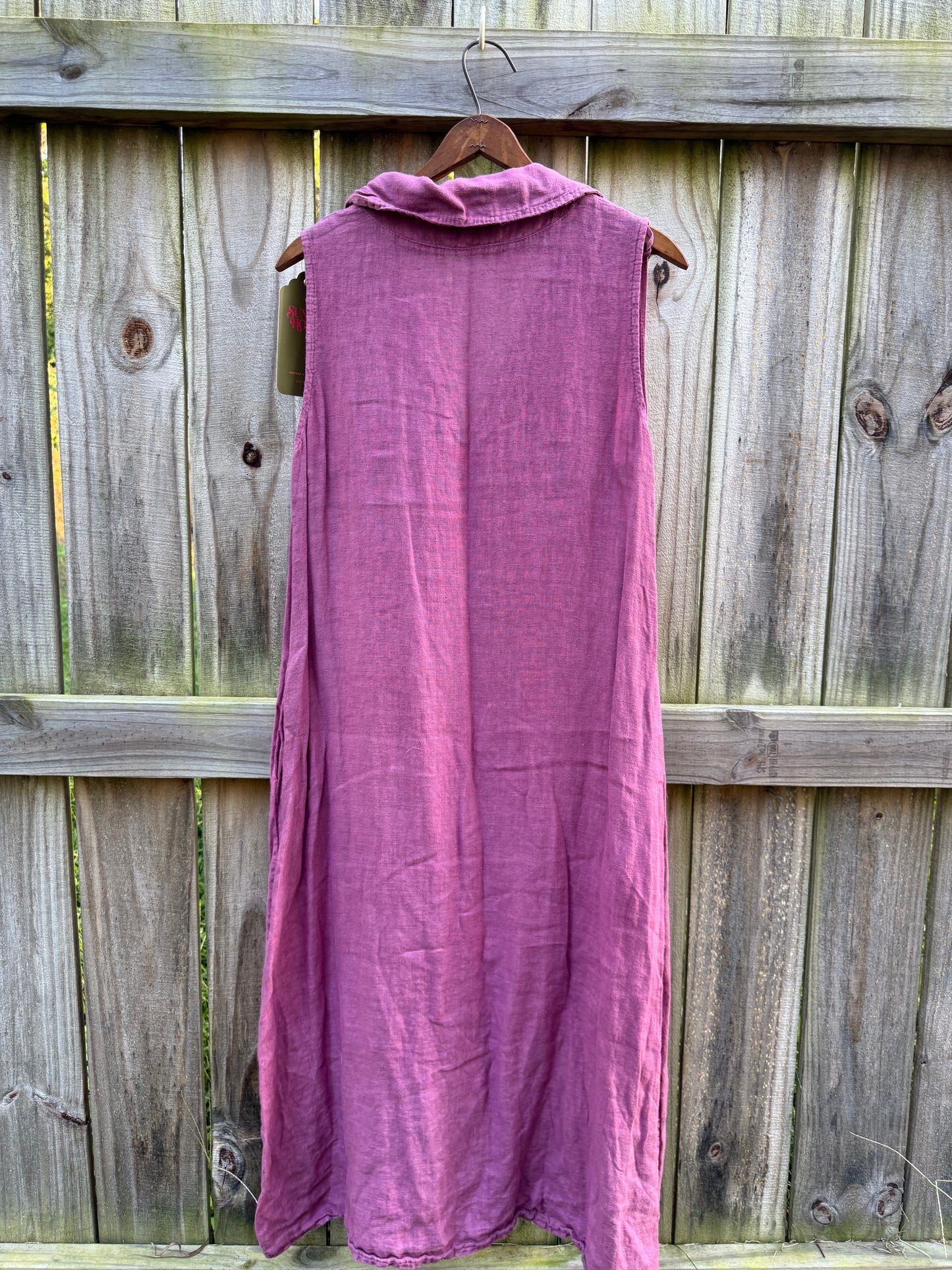 Hand-Dyed Berry Linen Maxi Dress | Italian Linen Sleeveless Column Dress