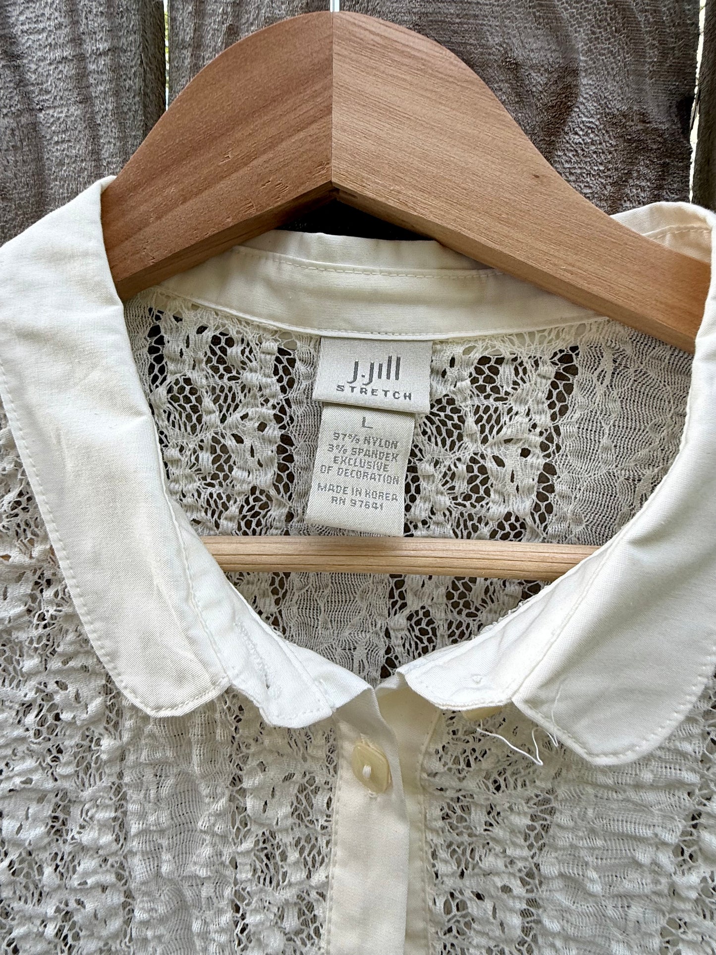 Y2K Sheer Ivory Lace Button-Up Blouse