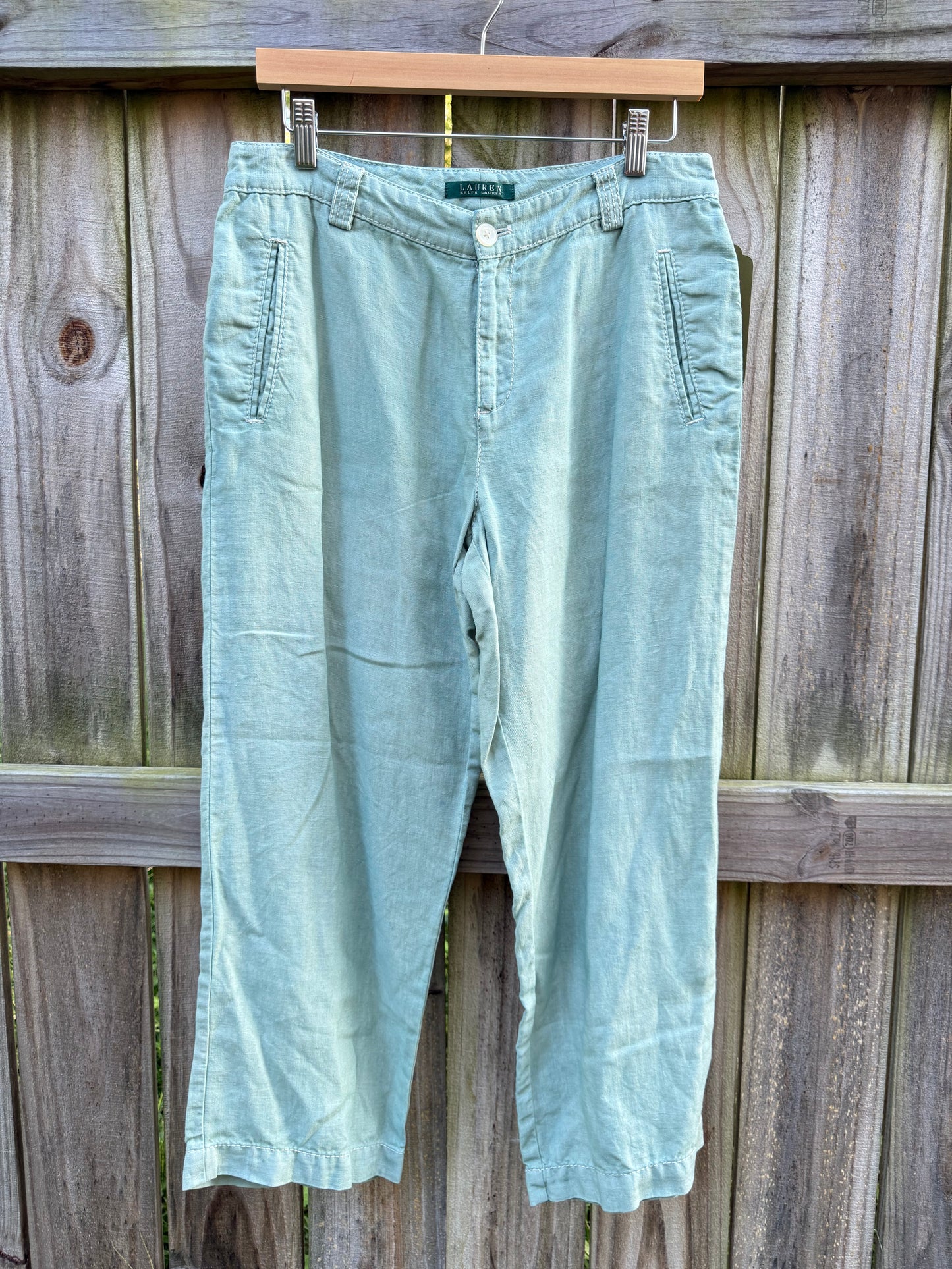 Hand-Dyed Sea Glass Ralph Lauren Linen Pants | Relaxed Wide-Leg Trousers