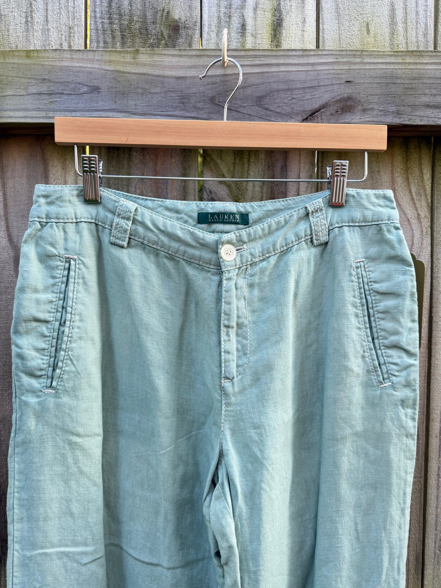 Hand-Dyed Sea Glass Ralph Lauren Linen Pants | Relaxed Wide-Leg Trousers
