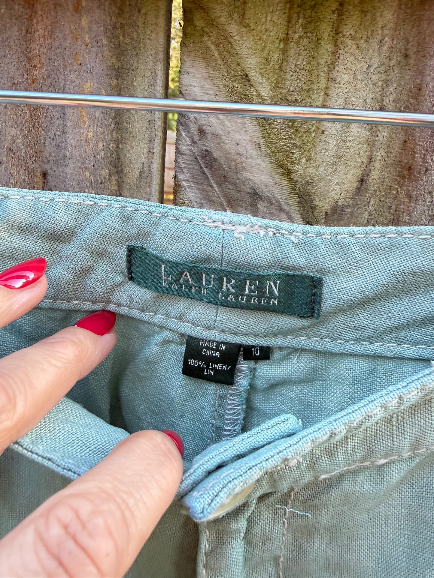 Hand-Dyed Sea Glass Ralph Lauren Linen Pants | Relaxed Wide-Leg Trousers