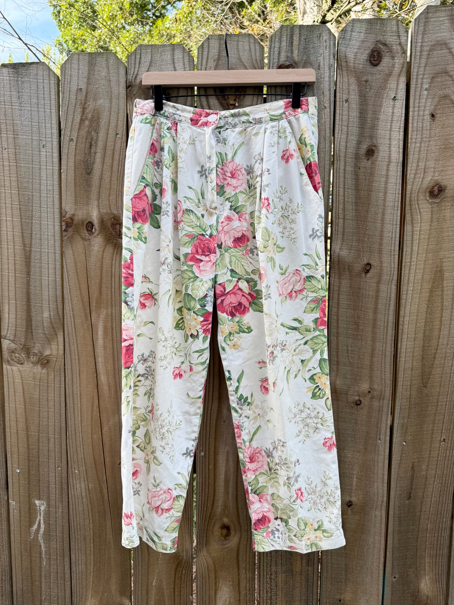 80s Camp Anderson California Floral Cotton Trousers