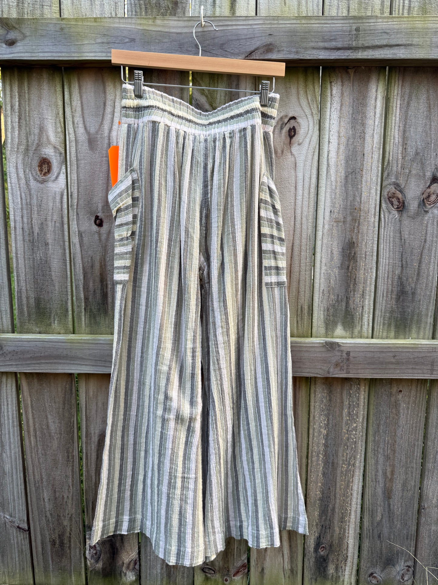 Free People Striped Wide-Leg Pocket Pants | Slouchy Boho