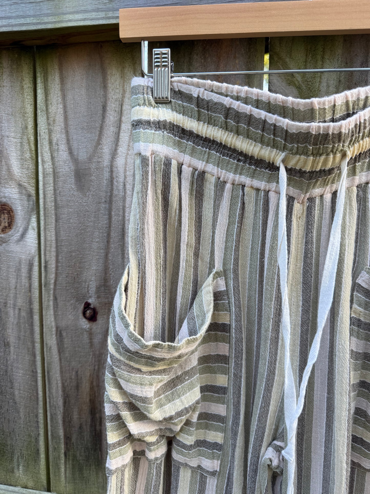 Free People Striped Wide-Leg Pocket Pants | Slouchy Boho