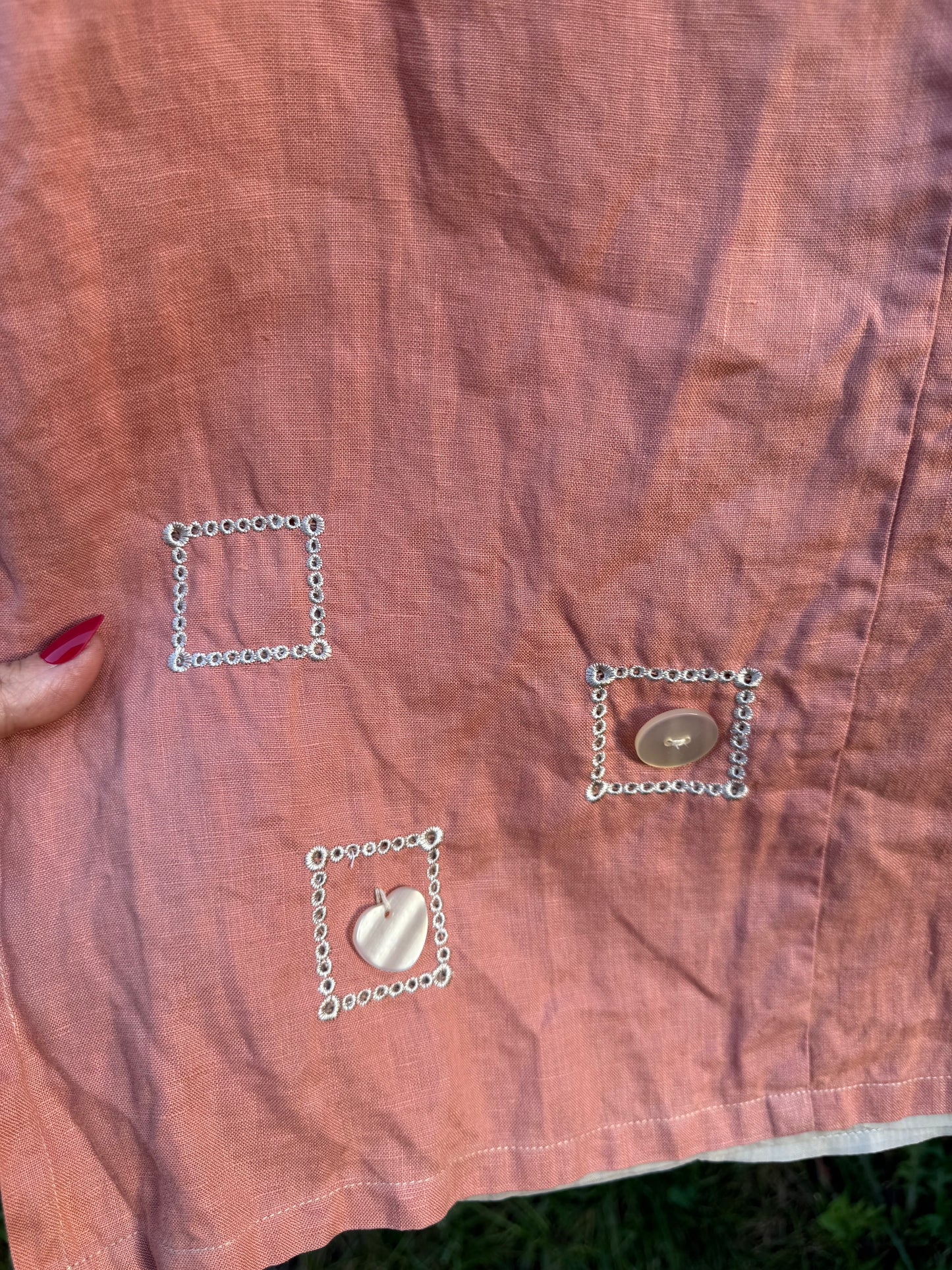 Hand-Dyed Vintage Linen Embellished Maxi Skirt