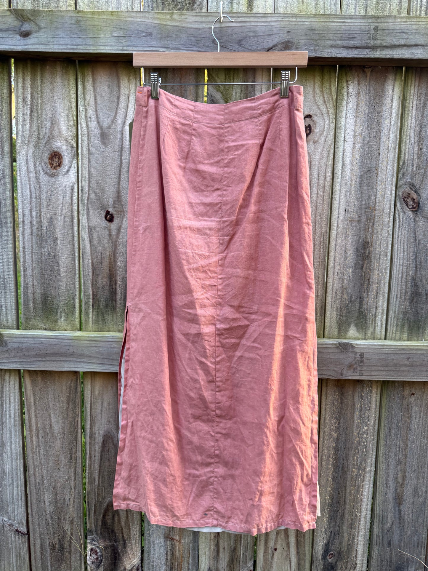 Hand-Dyed Vintage Linen Embellished Maxi Skirt