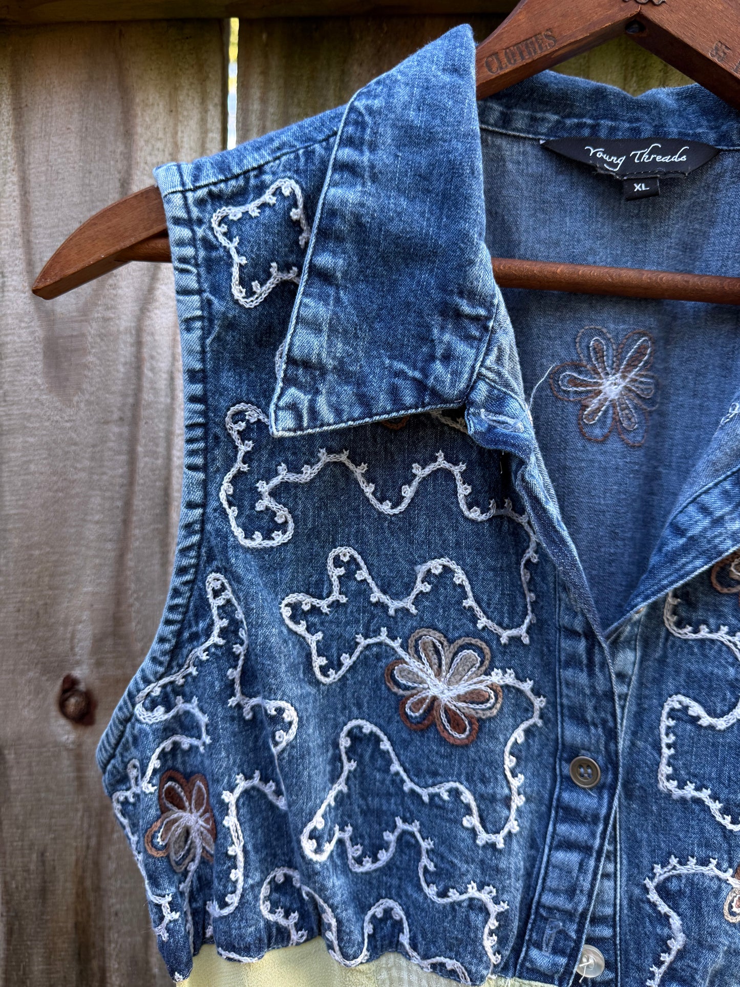 Y2K Denim Embroidered Patchwork Duster Dress