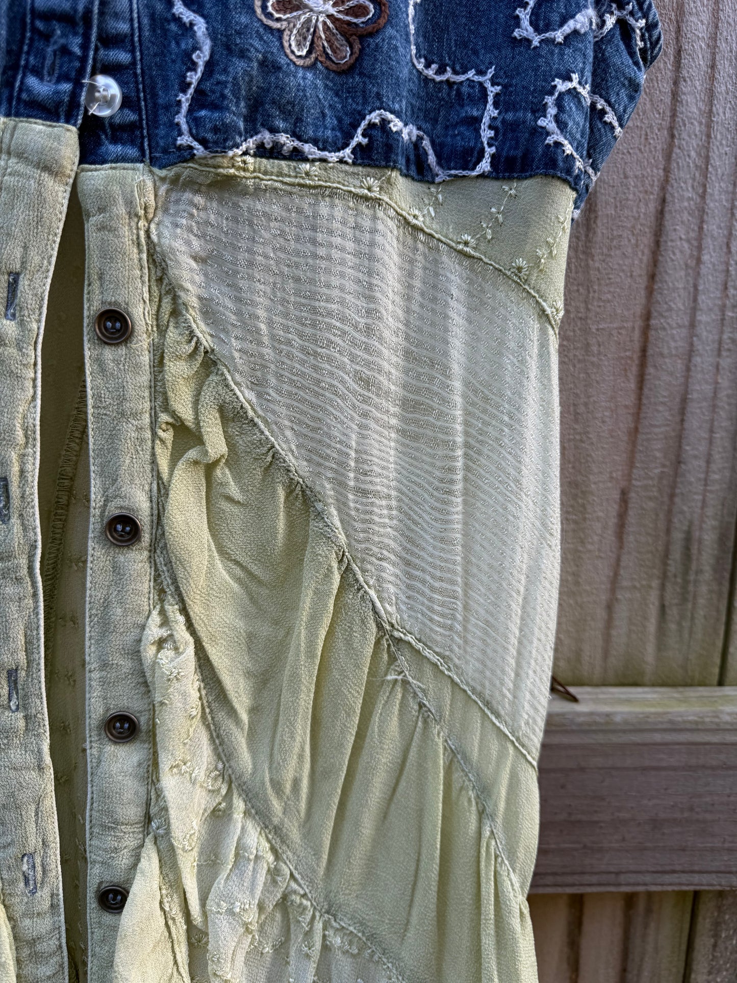 Y2K Denim Embroidered Patchwork Duster Dress