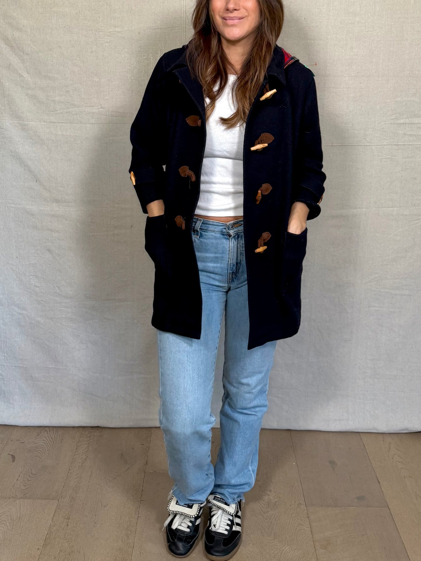 Vintage Navy Wool Duffle Coat Talbots Petite