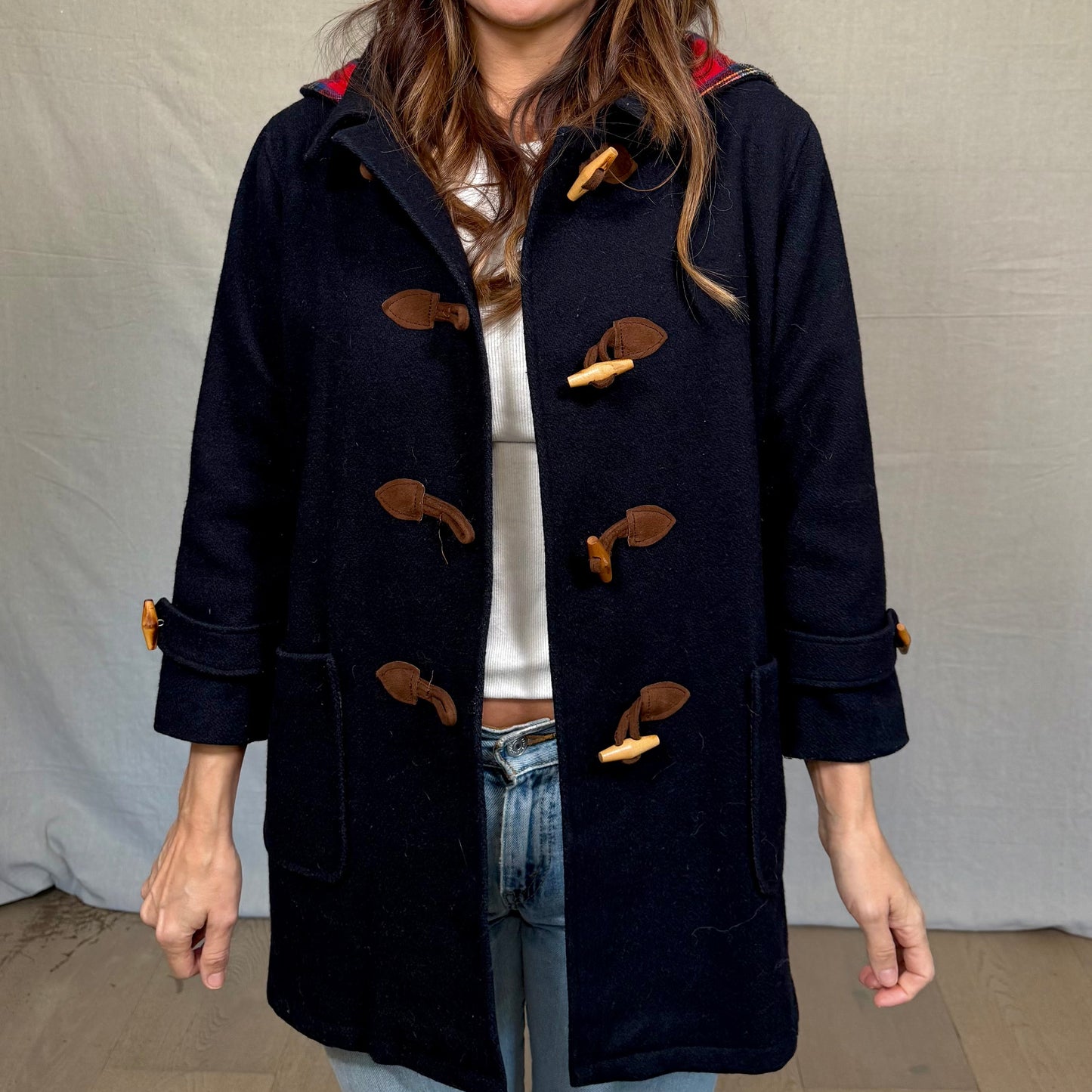 Vintage Navy Wool Duffle Coat Talbots Petite