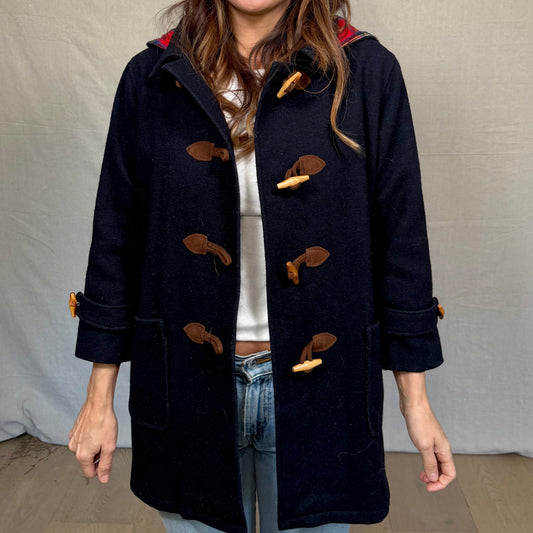 Vintage Navy Wool Duffle Coat Talbots Petite