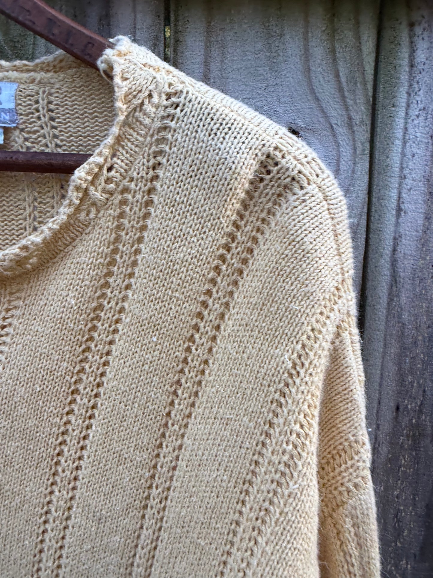 Vintage 90s Ramie Cotton Pointelle Sweater