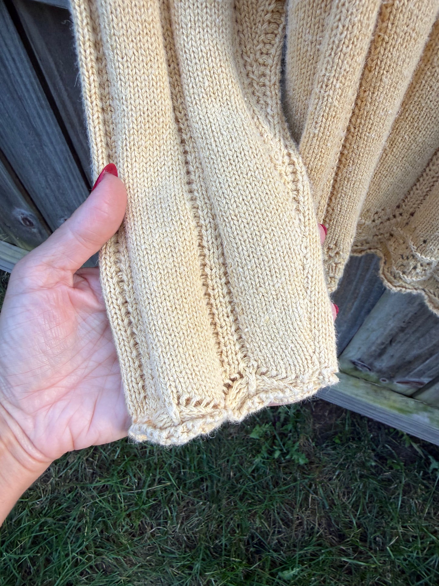 Vintage 90s Ramie Cotton Pointelle Sweater