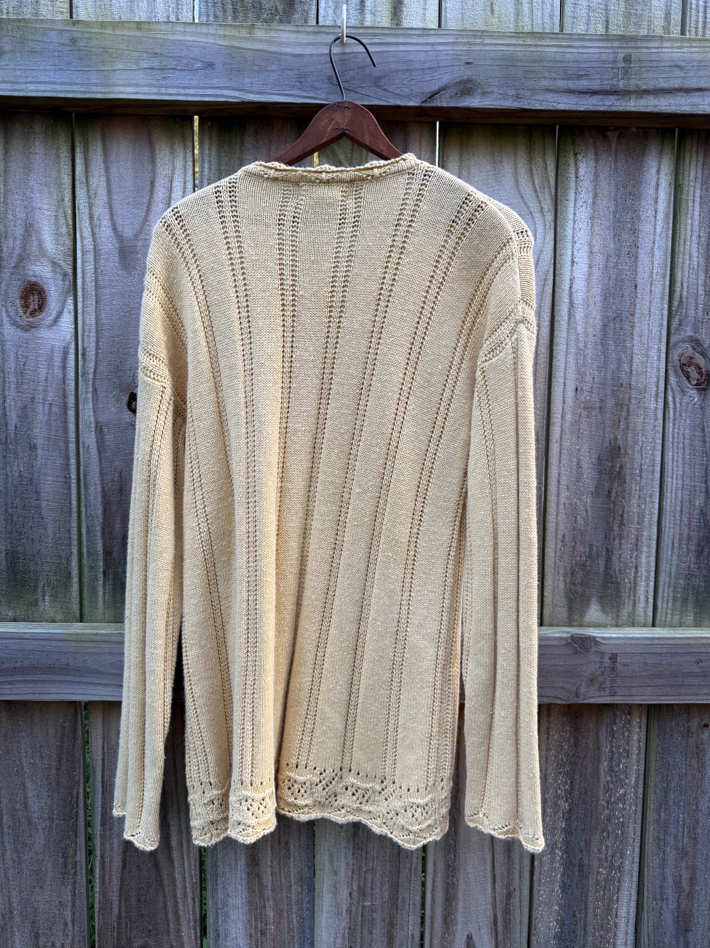 Vintage 90s Ramie Cotton Pointelle Sweater