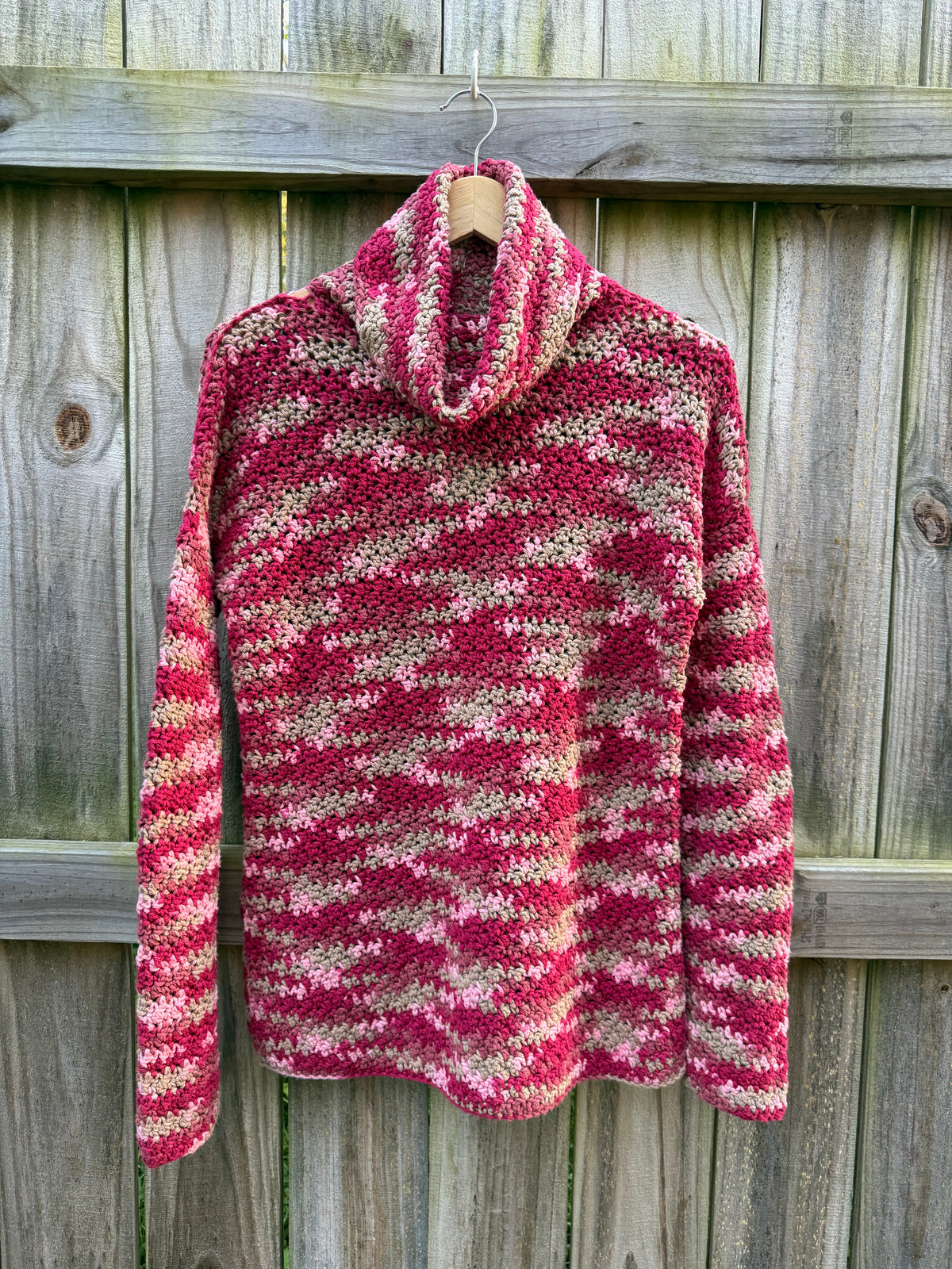 Vintage Hand-Crocheted Cotton Cowl Neck Sweater