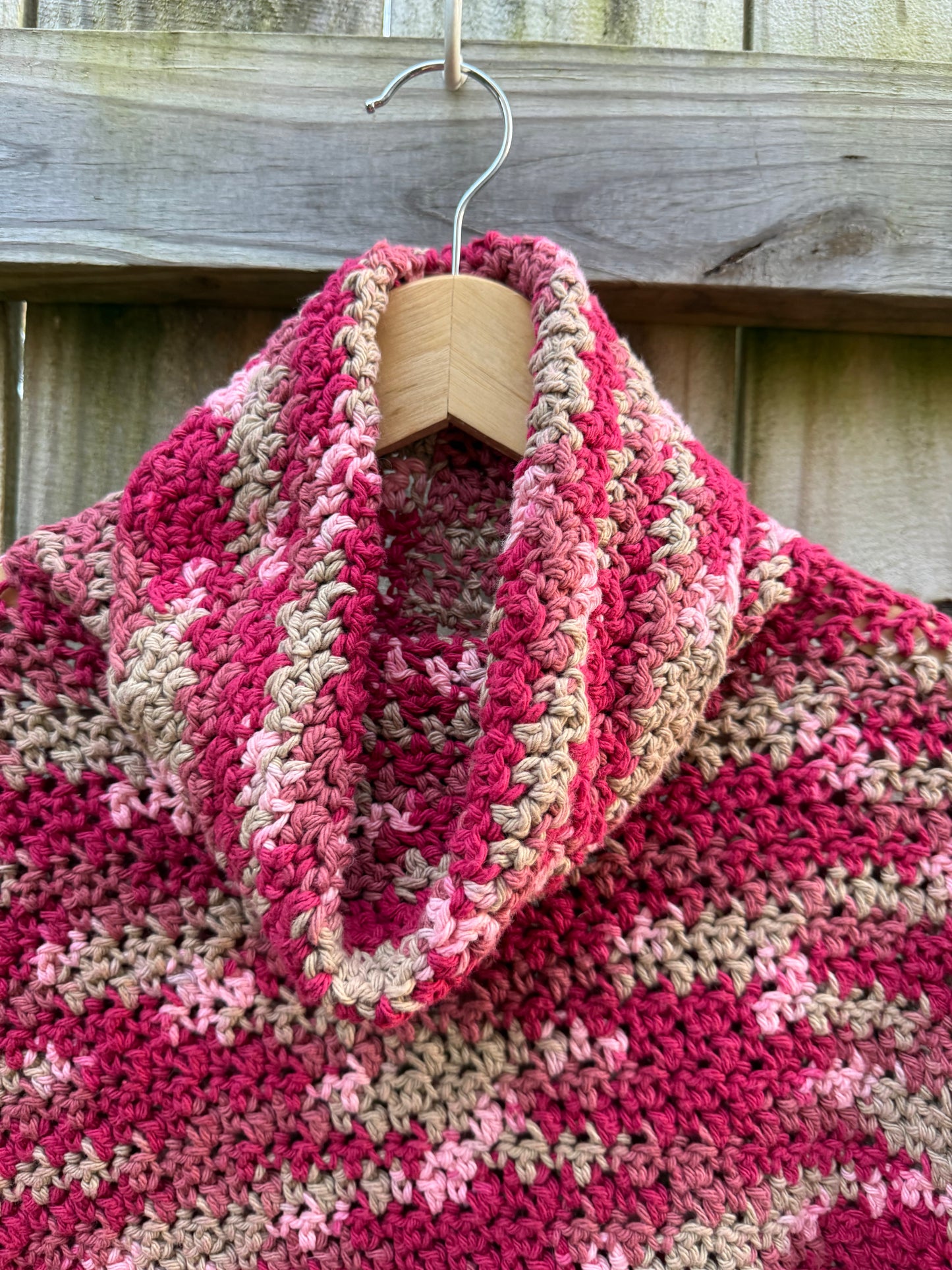 Vintage Hand-Crocheted Cotton Cowl Neck Sweater