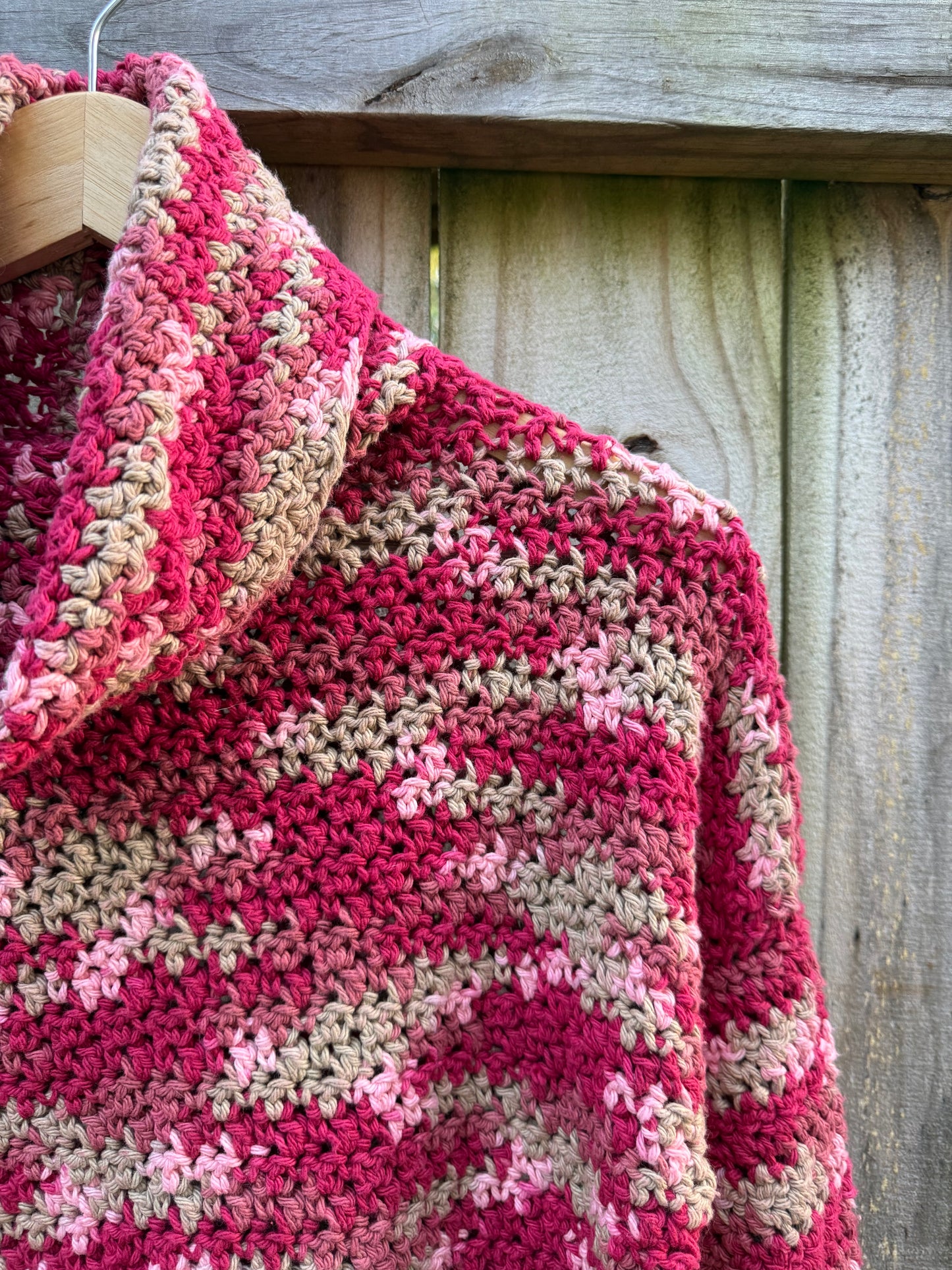 Vintage Hand-Crocheted Cotton Cowl Neck Sweater