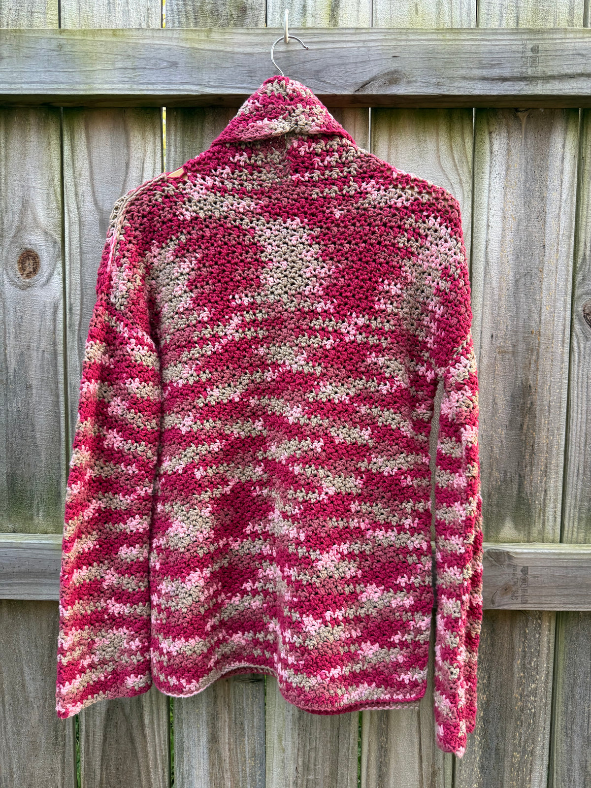 Vintage Hand-Crocheted Cotton Cowl Neck Sweater
