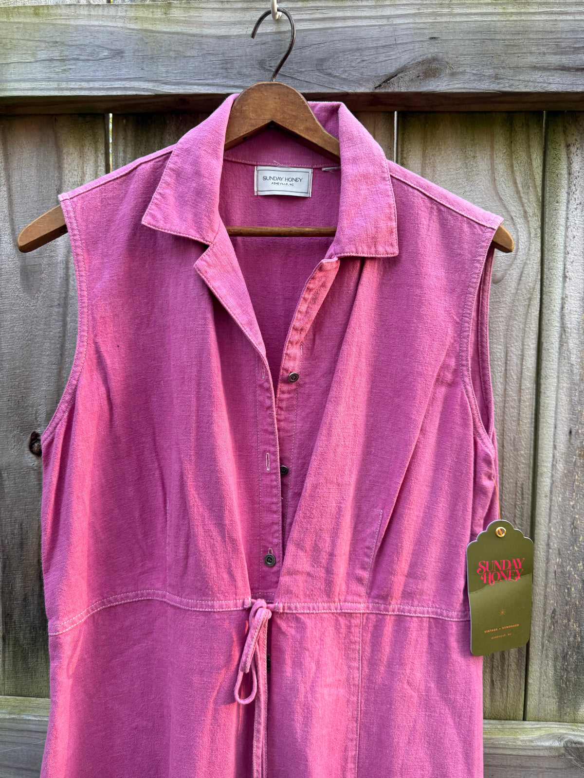 Sunday Honey Hand-Dyed Raspberry Linen Maxi Dress
