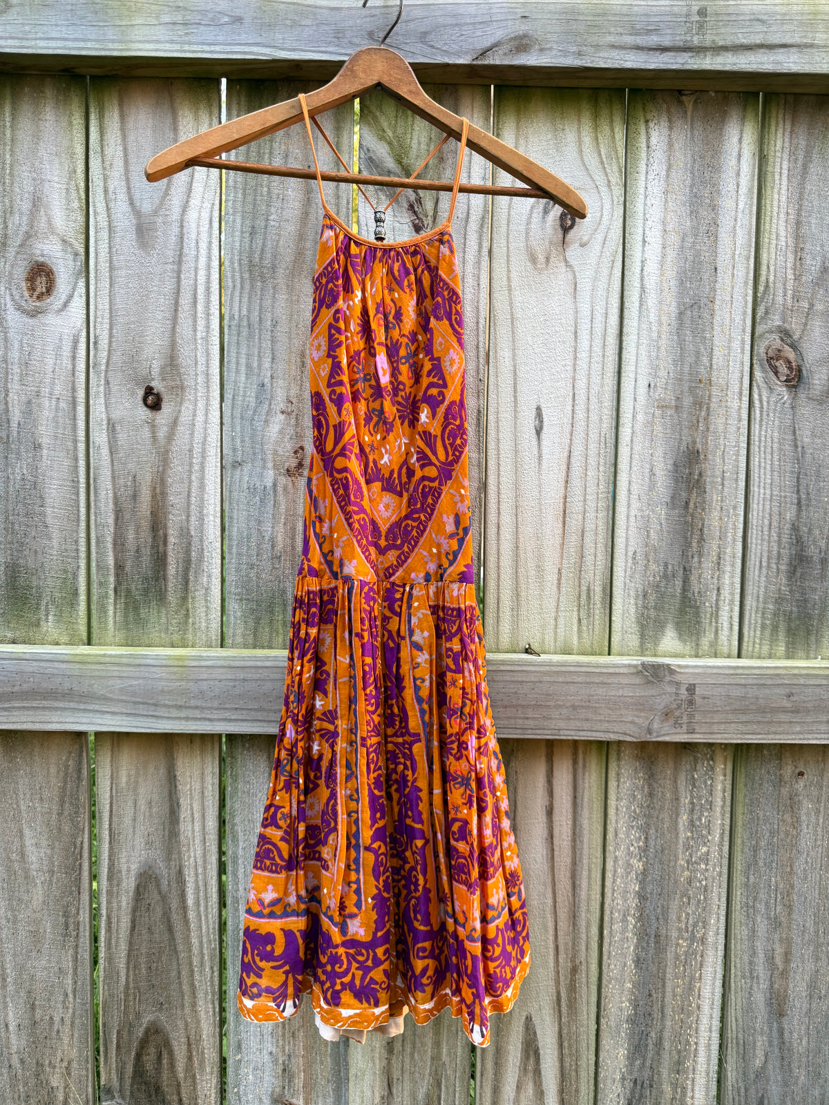 Vintage Ecote Orange &amp; Purple Boho Halter Dress