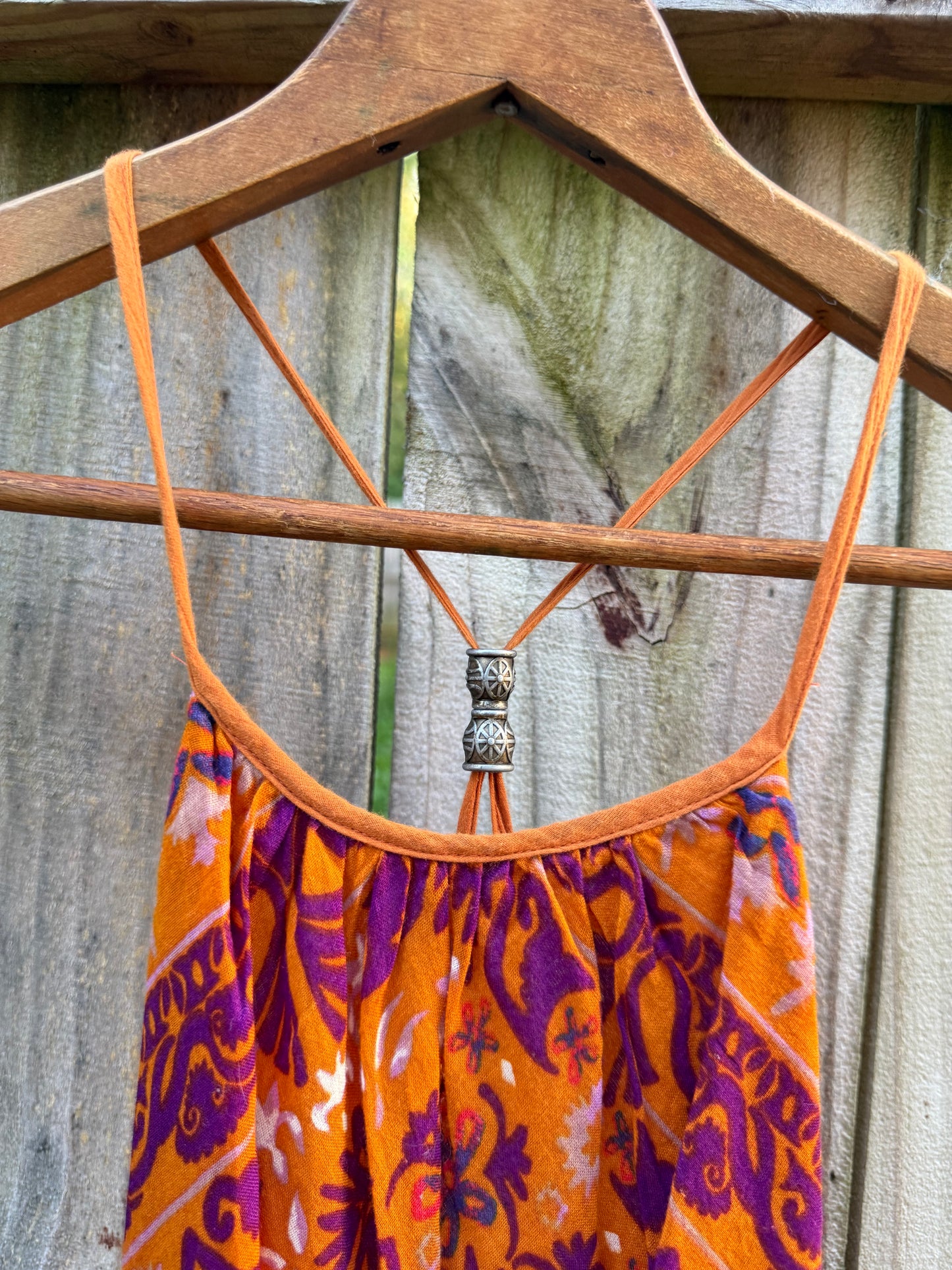 Vintage Ecote Orange &amp; Purple Boho Halter Dress