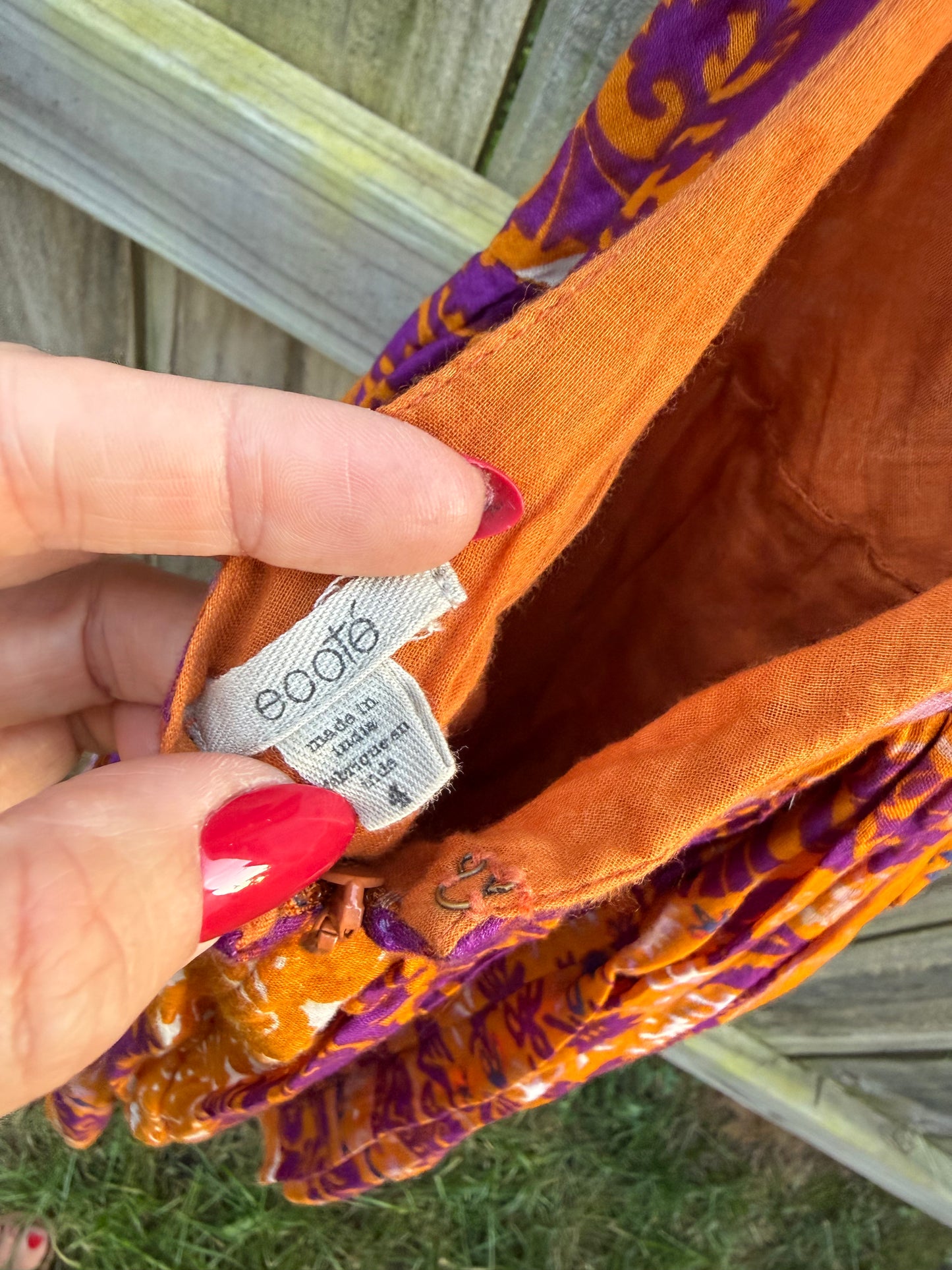 Vintage Ecote Orange &amp; Purple Boho Halter Dress