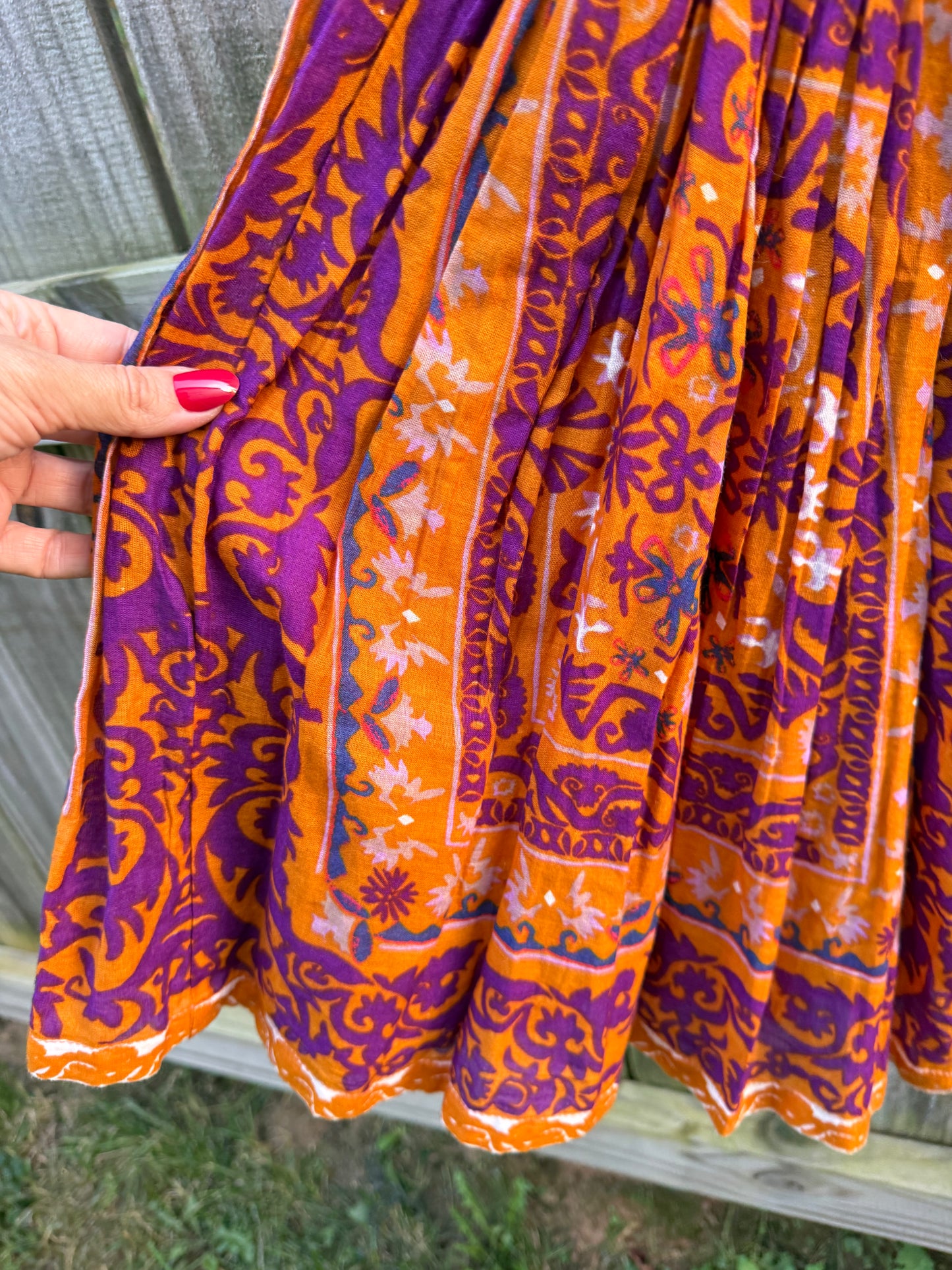 Vintage Ecote Orange &amp; Purple Boho Halter Dress