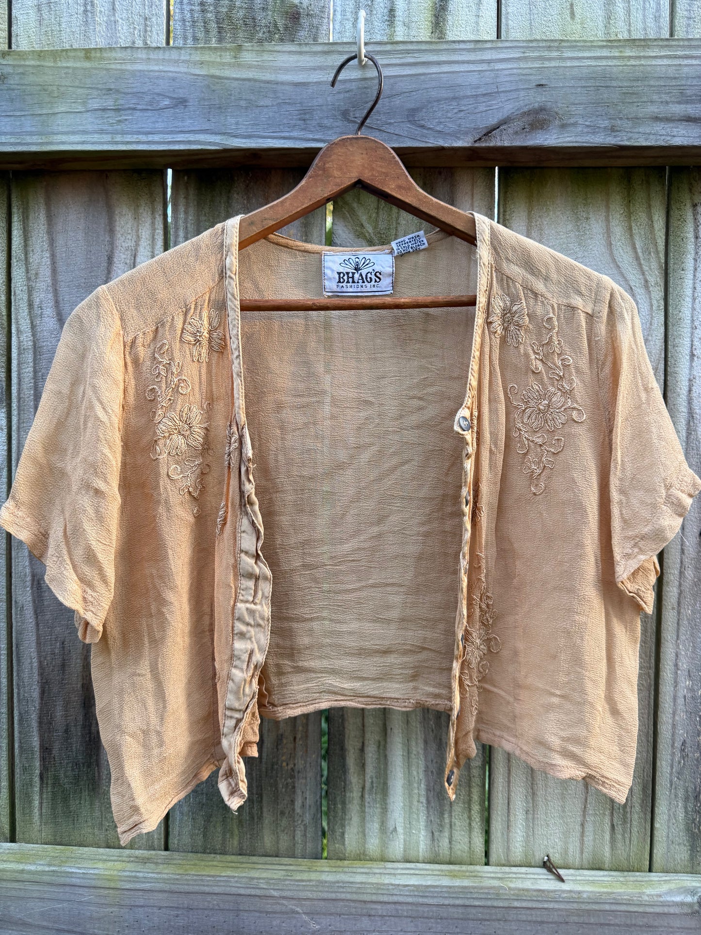 Vintage 90s Bhags Embroidered Rayon Crop Top