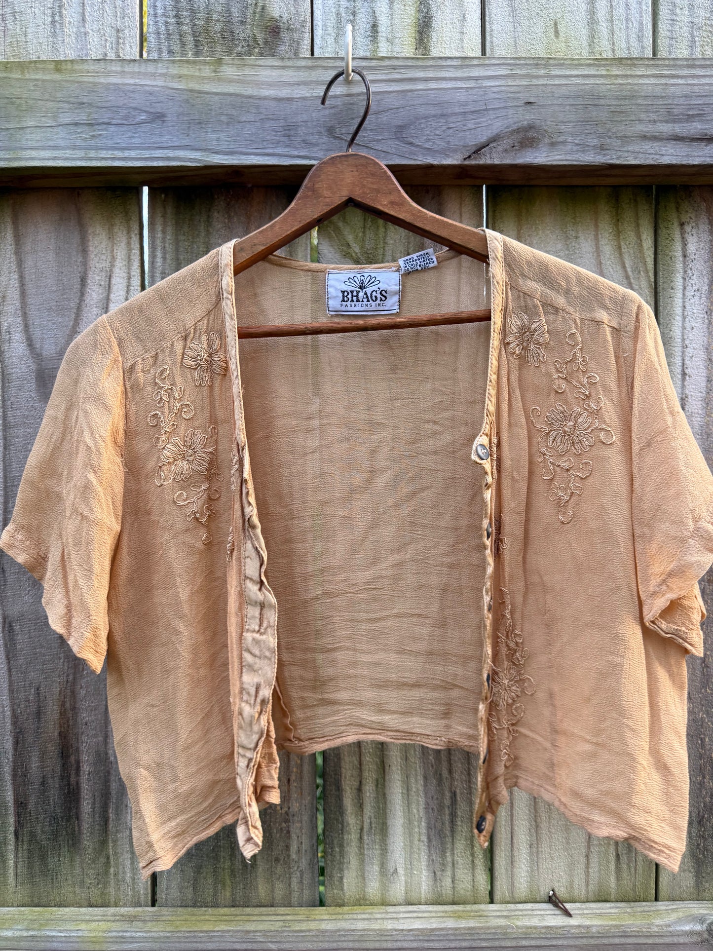 Vintage 90s Bhags Embroidered Rayon Crop Top