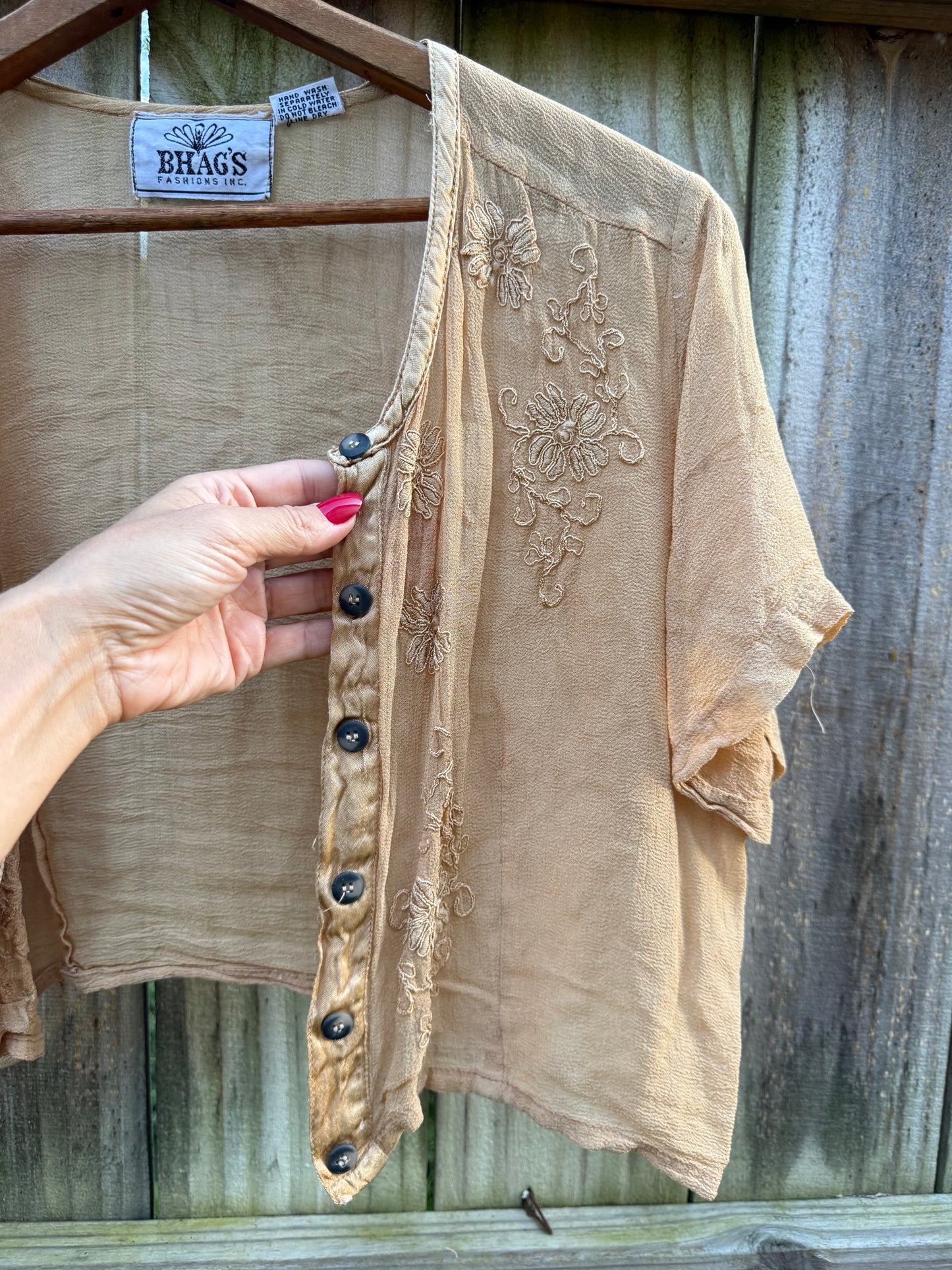 Vintage 90s Bhags Embroidered Rayon Crop Top