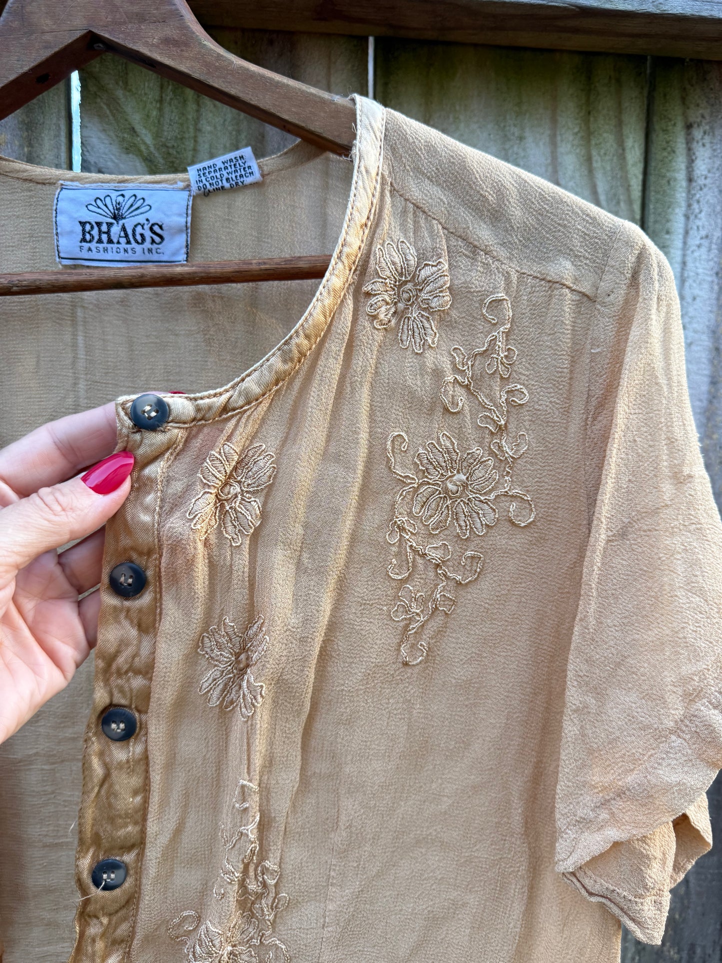 Vintage 90s Bhags Embroidered Rayon Crop Top
