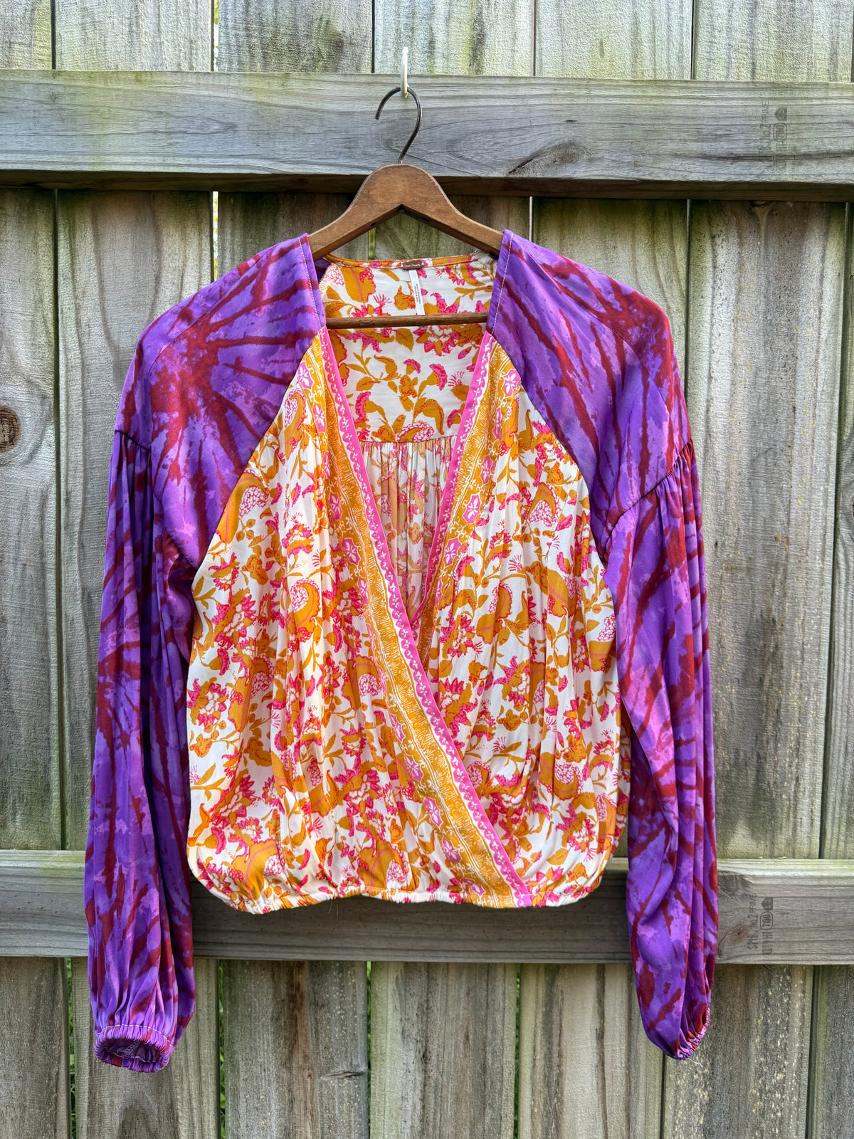 Free People Mixed Print Boho Blouse