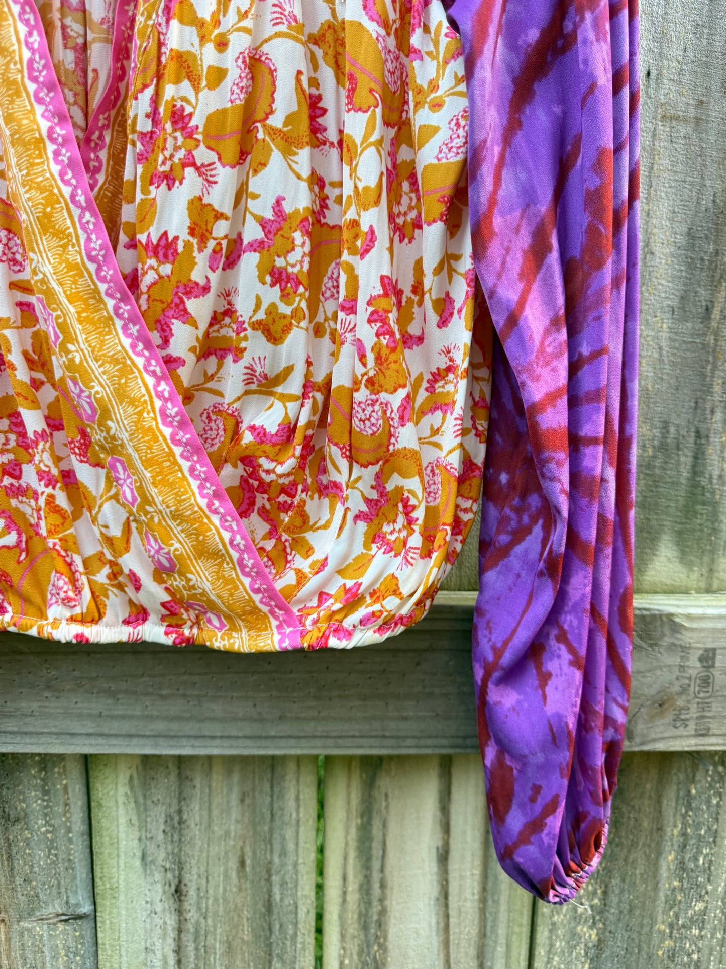 Free People Mixed Print Boho Blouse