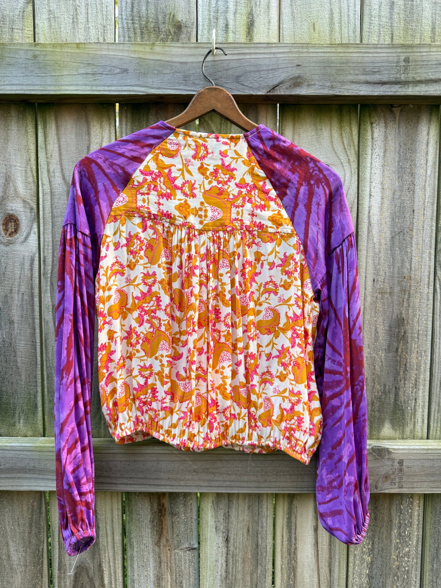 Free People Mixed Print Boho Blouse