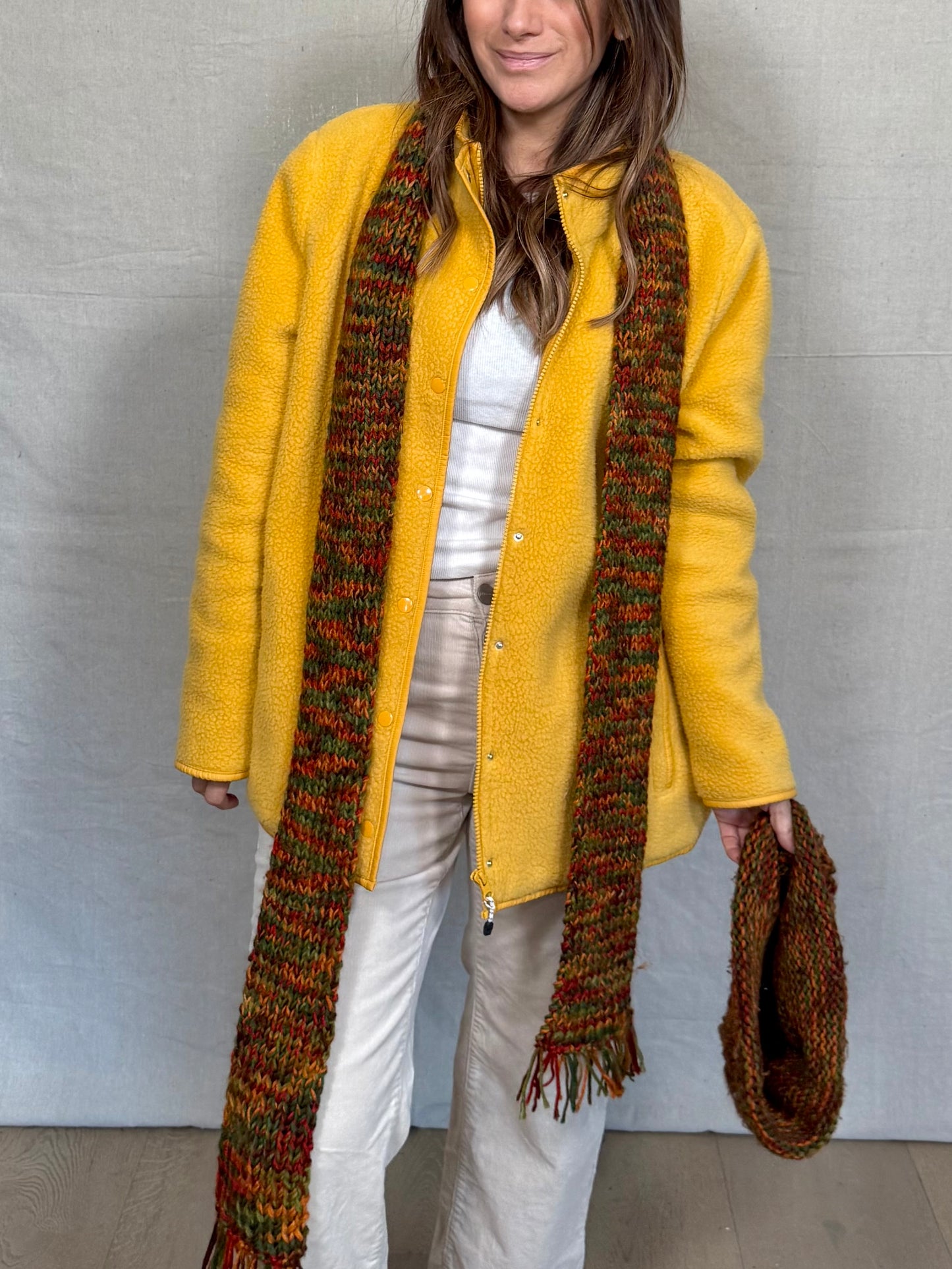 Vintage Handmade Knit Hat + Scarf Set – Autumn Multi