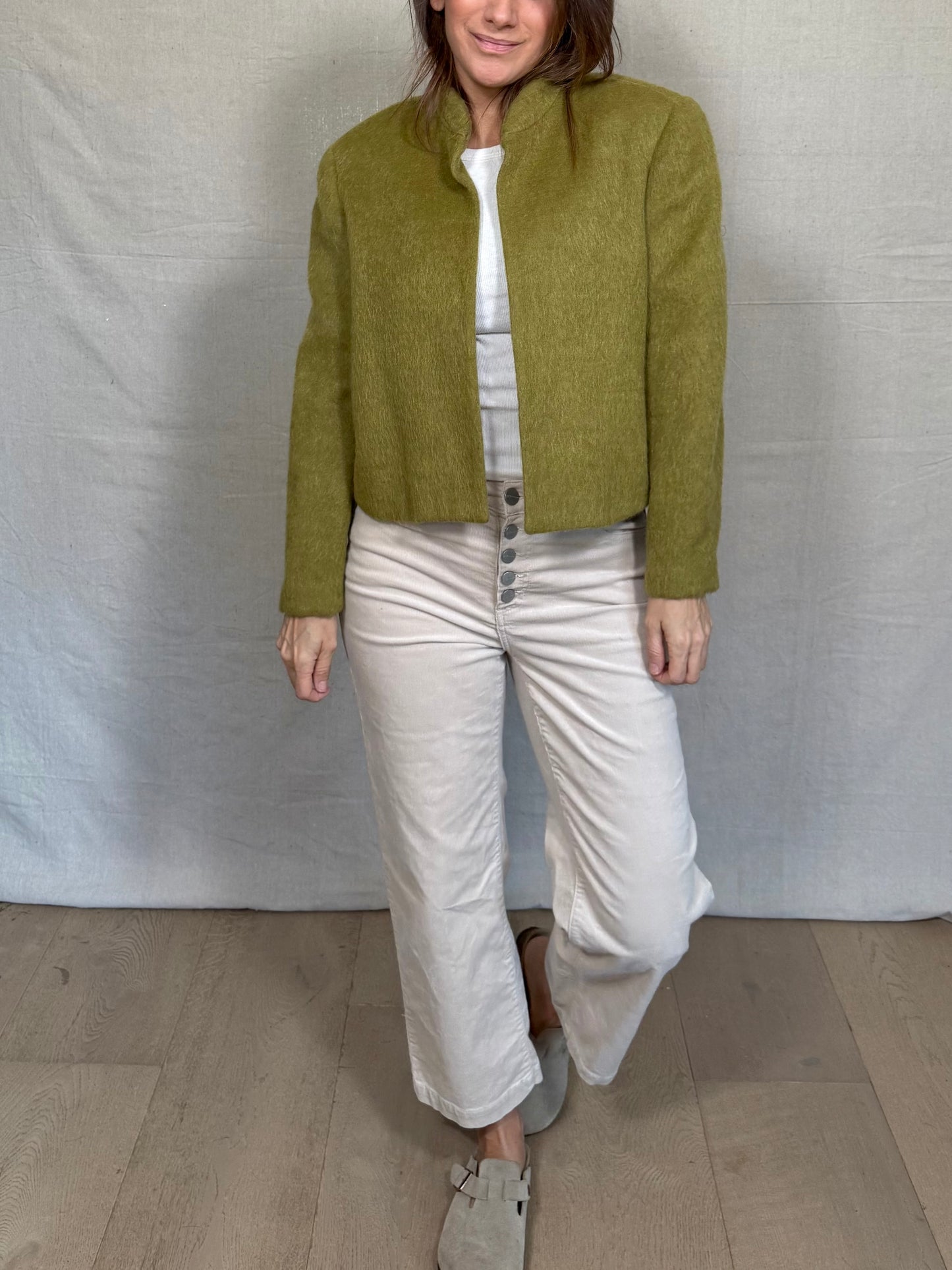Vintage Chartreuse Wool Cropped Jacket