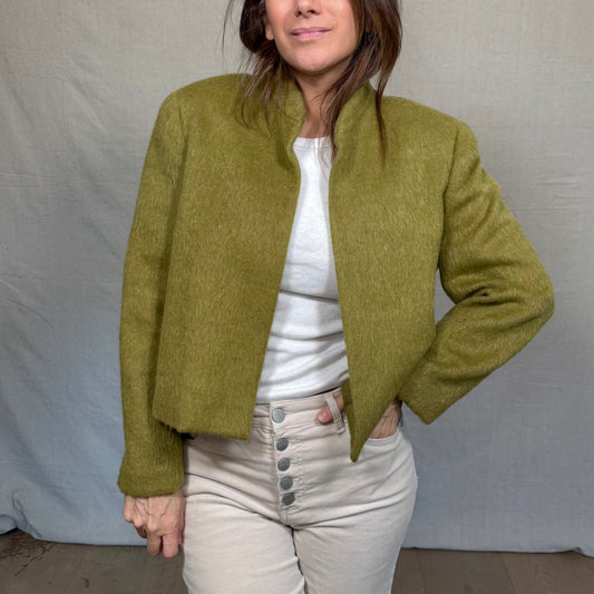 Vintage Chartreuse Wool Cropped Jacket