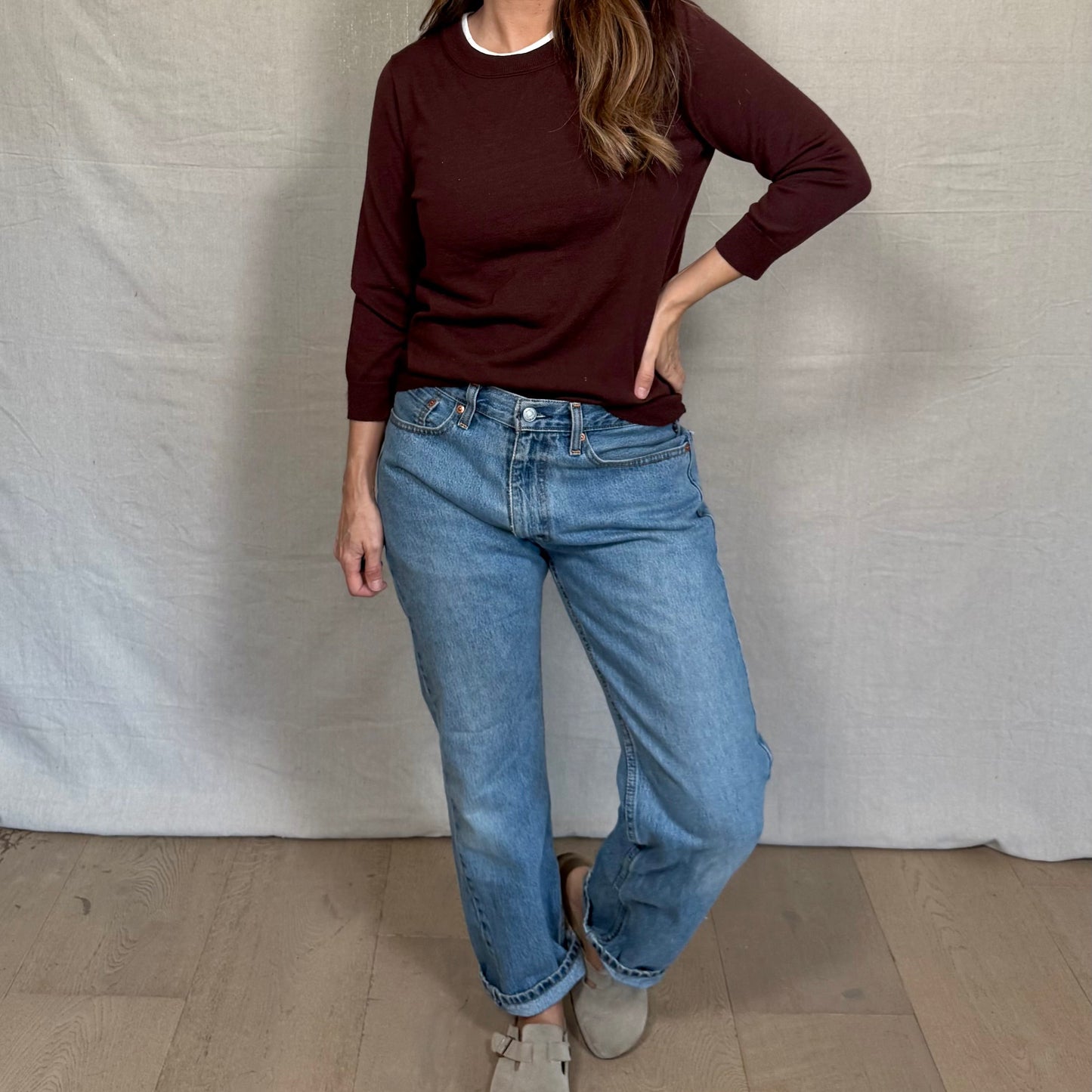 J.Crew Merino Wool Crewneck Sweater – Burgundy