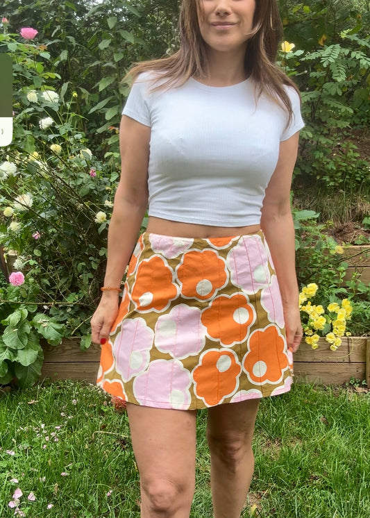 Reworked Y2K Floral Cotton Mod Mini Skirt