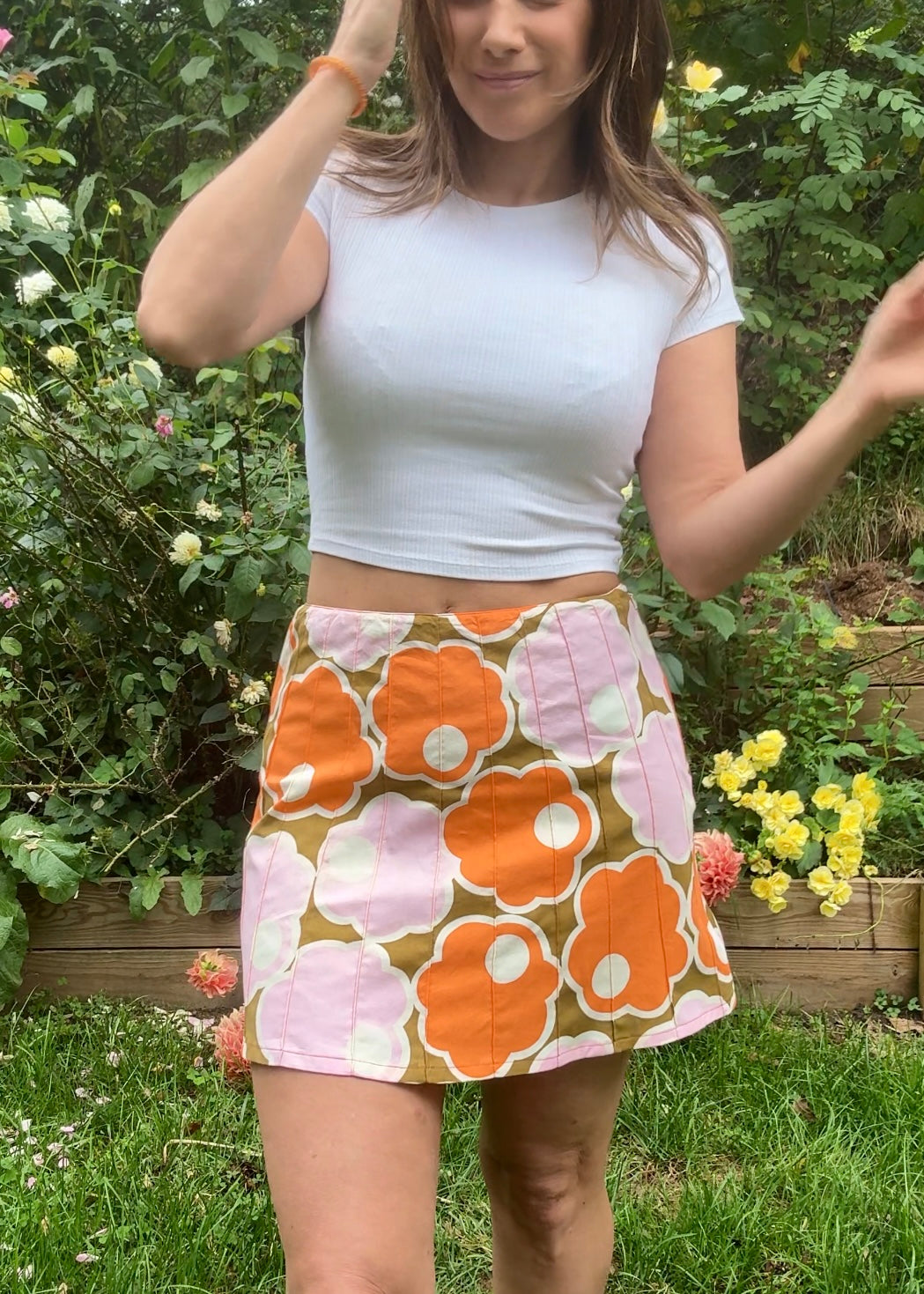 Reworked Y2K Floral Cotton Mod Mini Skirt