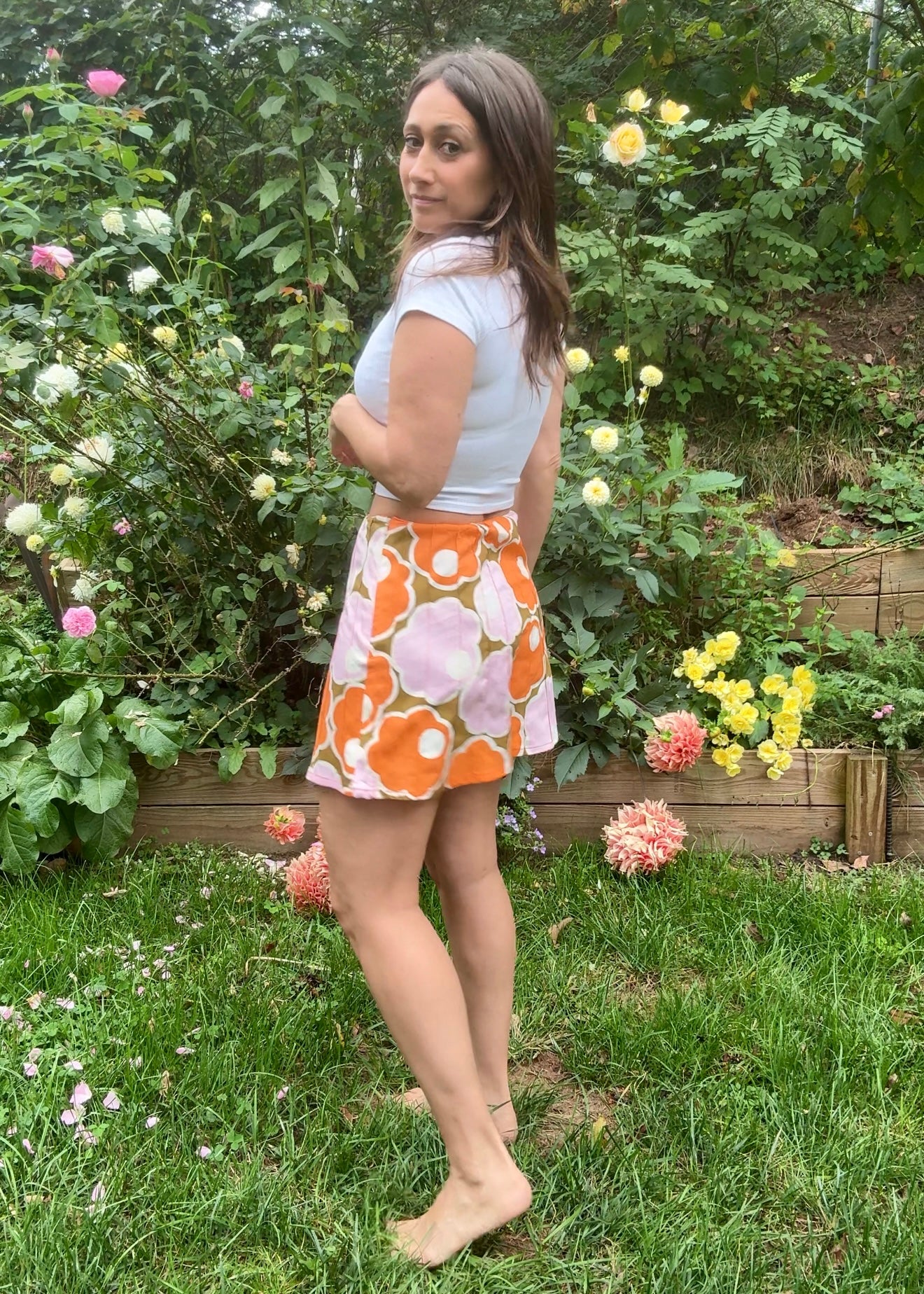 Reworked Y2K Floral Cotton Mod Mini Skirt