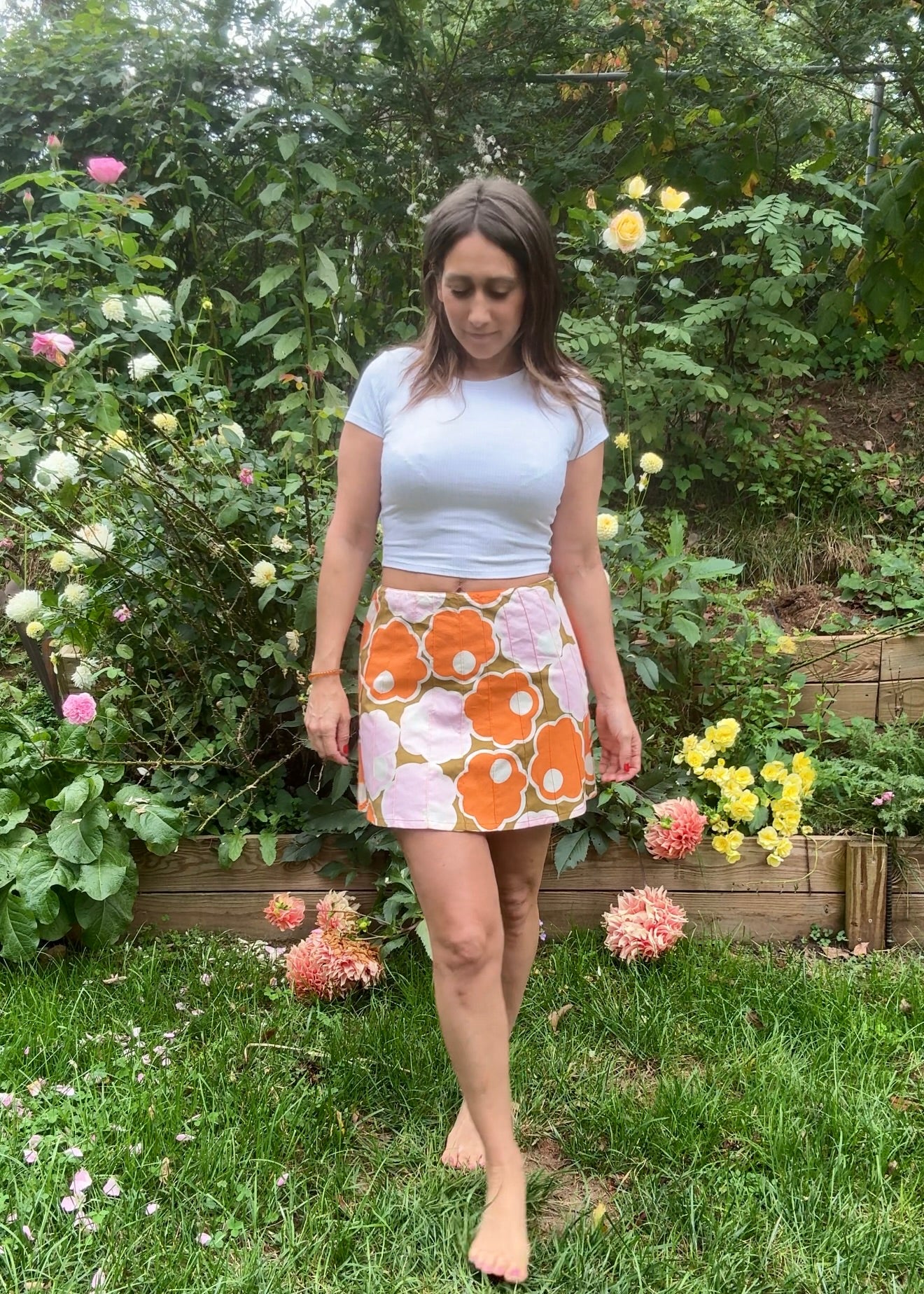 Reworked Y2K Floral Cotton Mod Mini Skirt