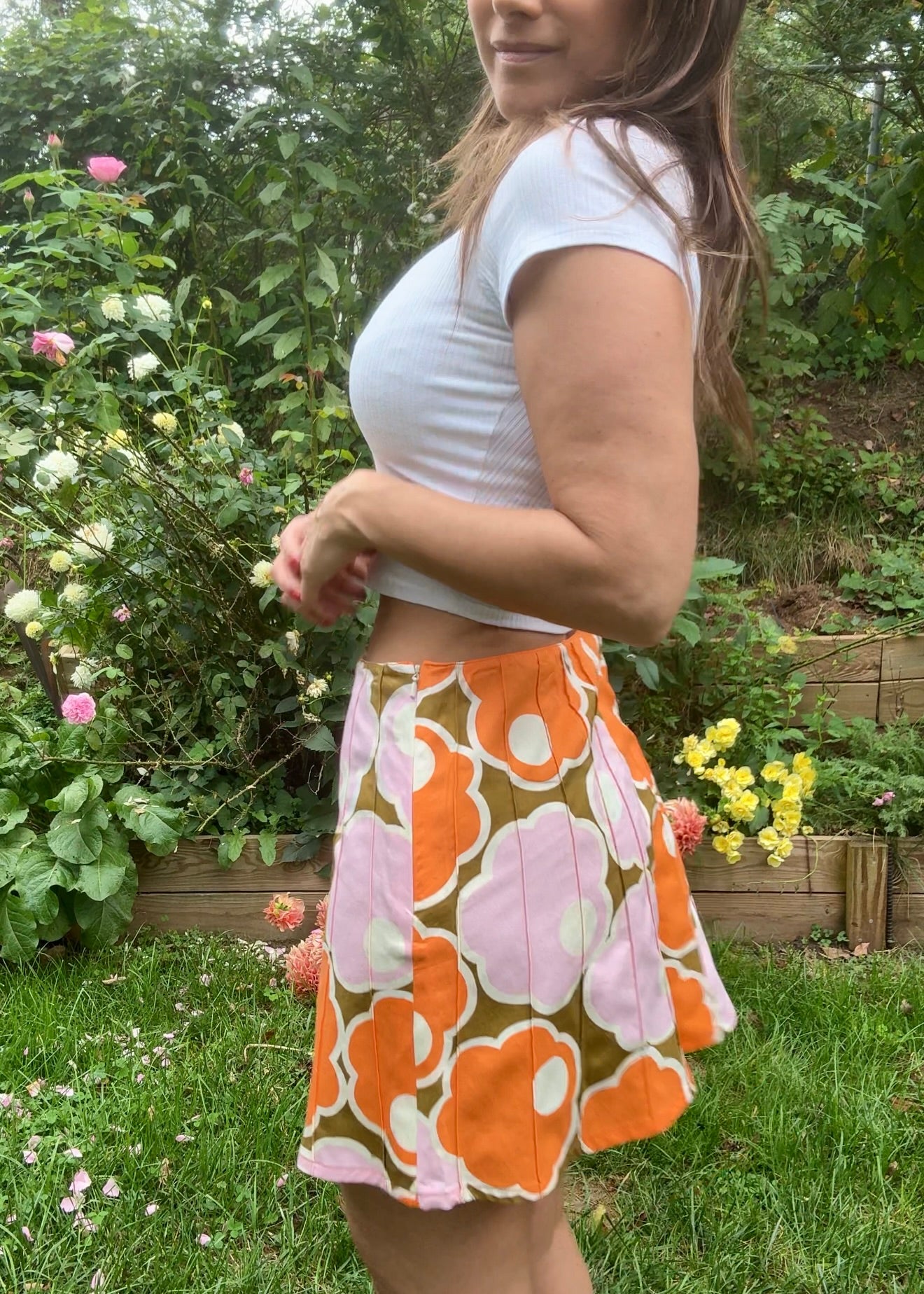 Reworked Y2K Floral Cotton Mod Mini Skirt