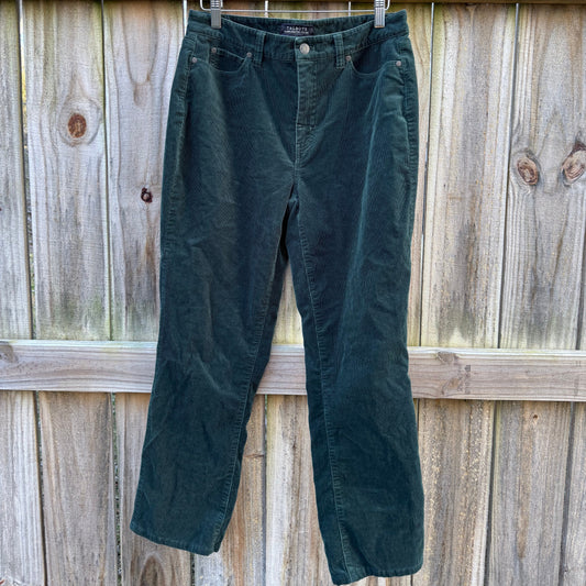 Vintage Forest Green Corduroy Straight-Leg Pants