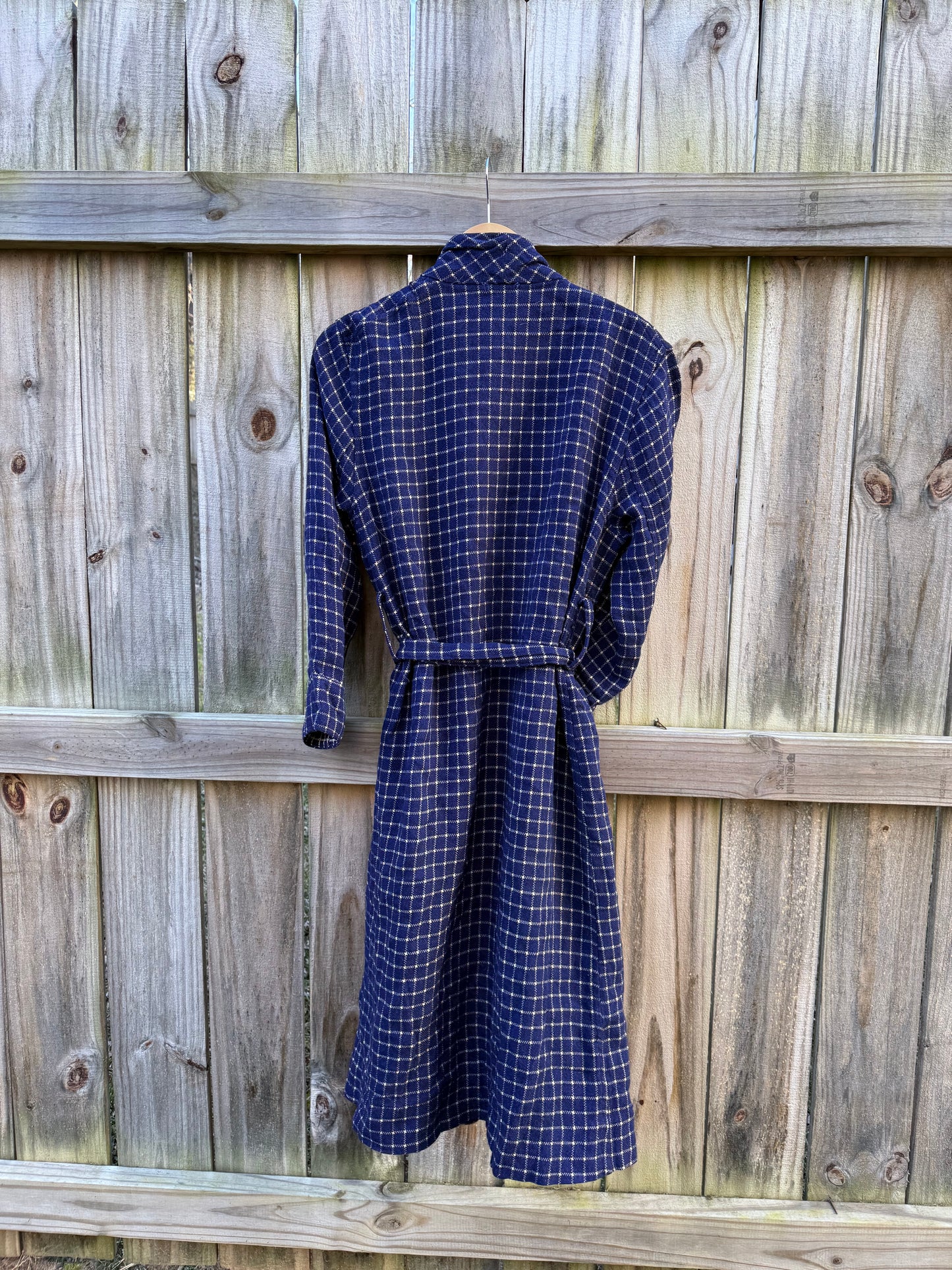 Vintage Navy Check Wrap Robe