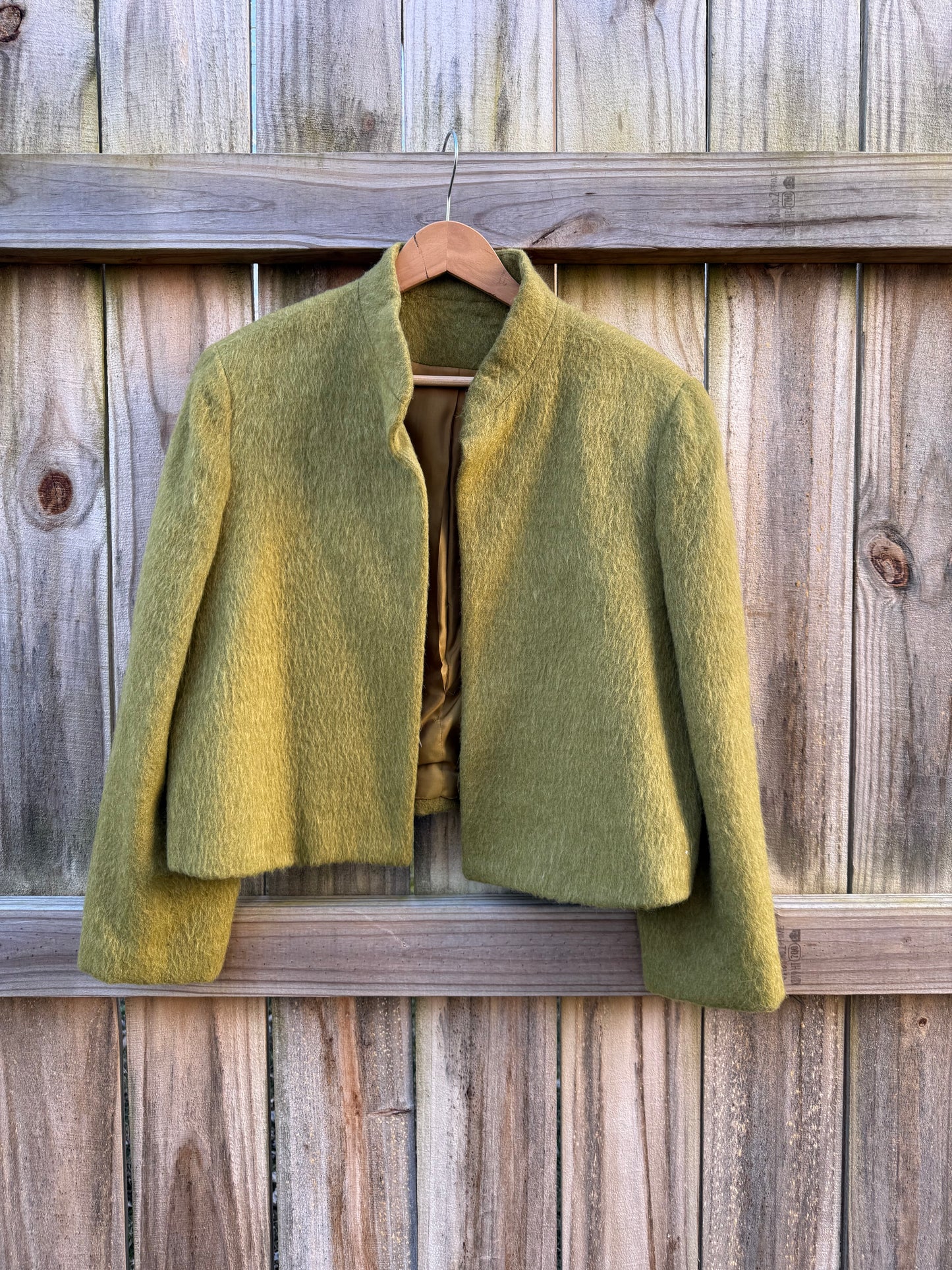 Vintage Chartreuse Wool Cropped Jacket