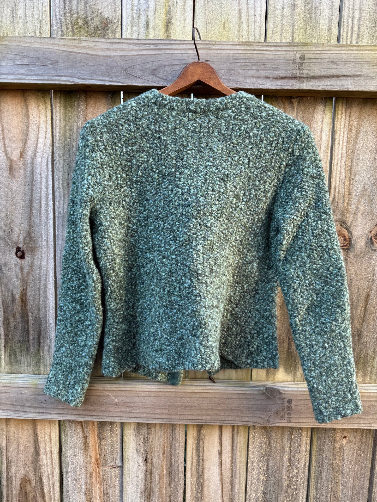 Vintage Talbots Bouclé Knit Cardigan Mossy Green
