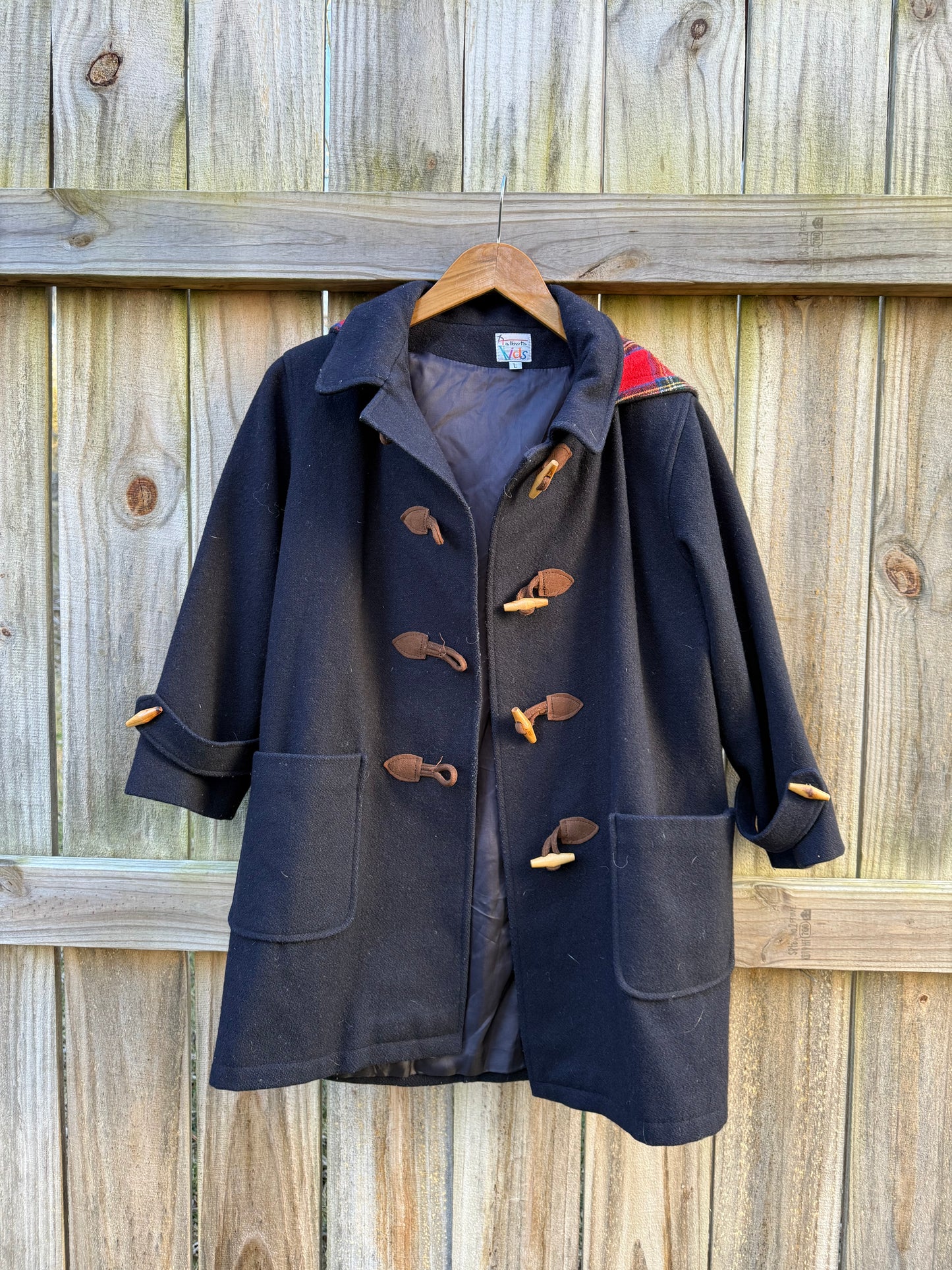Vintage Navy Wool Duffle Coat Talbots Petite