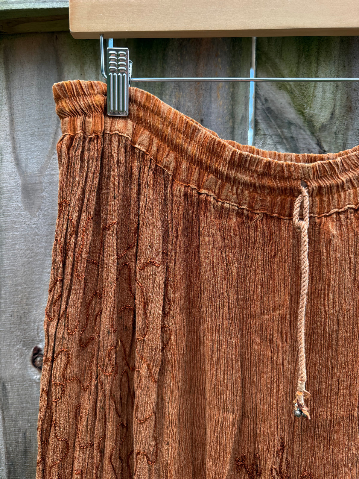 Vintage Just Cruising Embroidered Brown Maxi Skirt