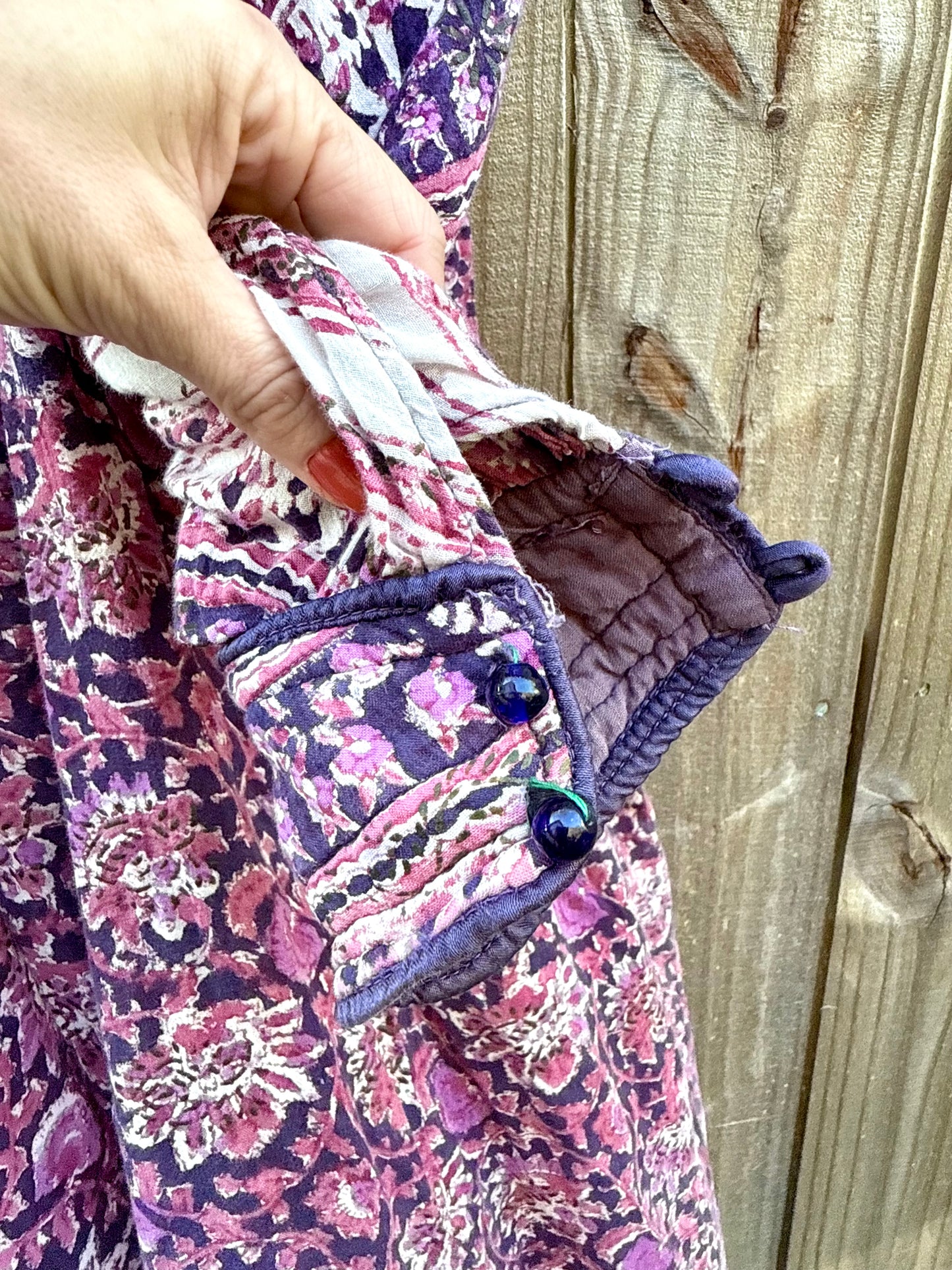 True 1970s Blockprint Made In India Cotton Dress — Authentic Vintage Spell Energy (Size S)